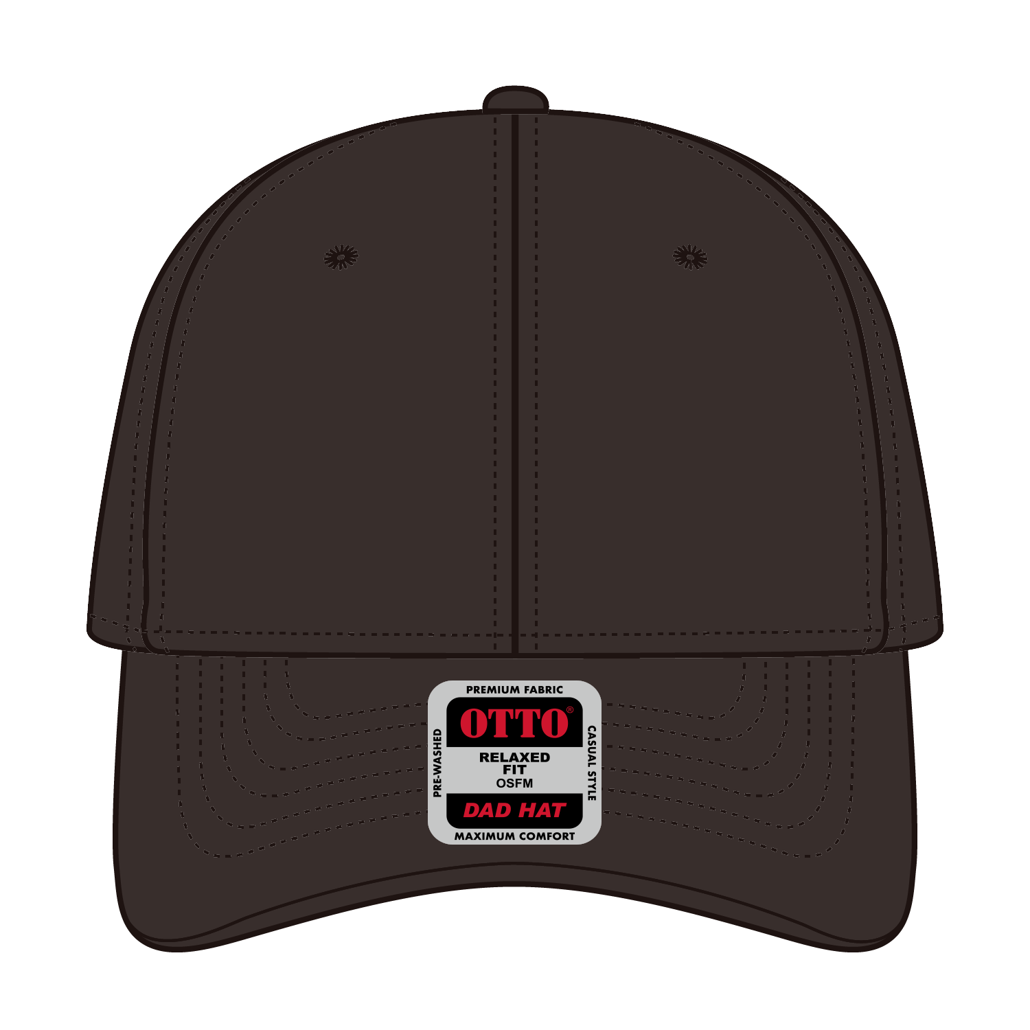 Front View of 039 - Dk. Brown OTTO CAP 6 Panel Low Profile Dad Hat