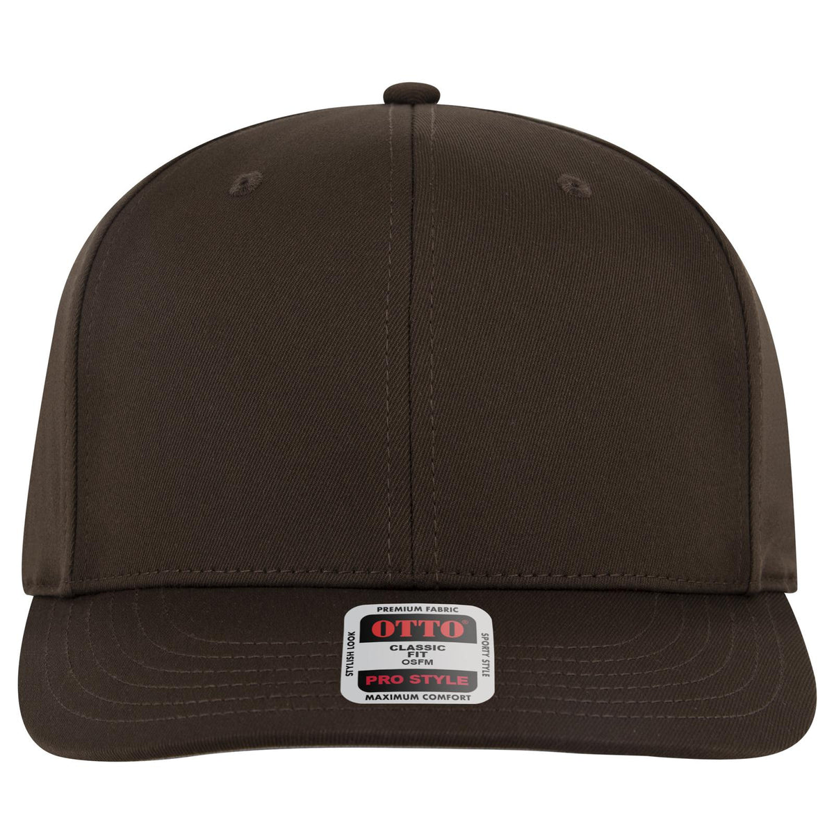 Front View of 039 - Dk. Brown OTTO CAP 6 Panel Pro Style Baseball Cap