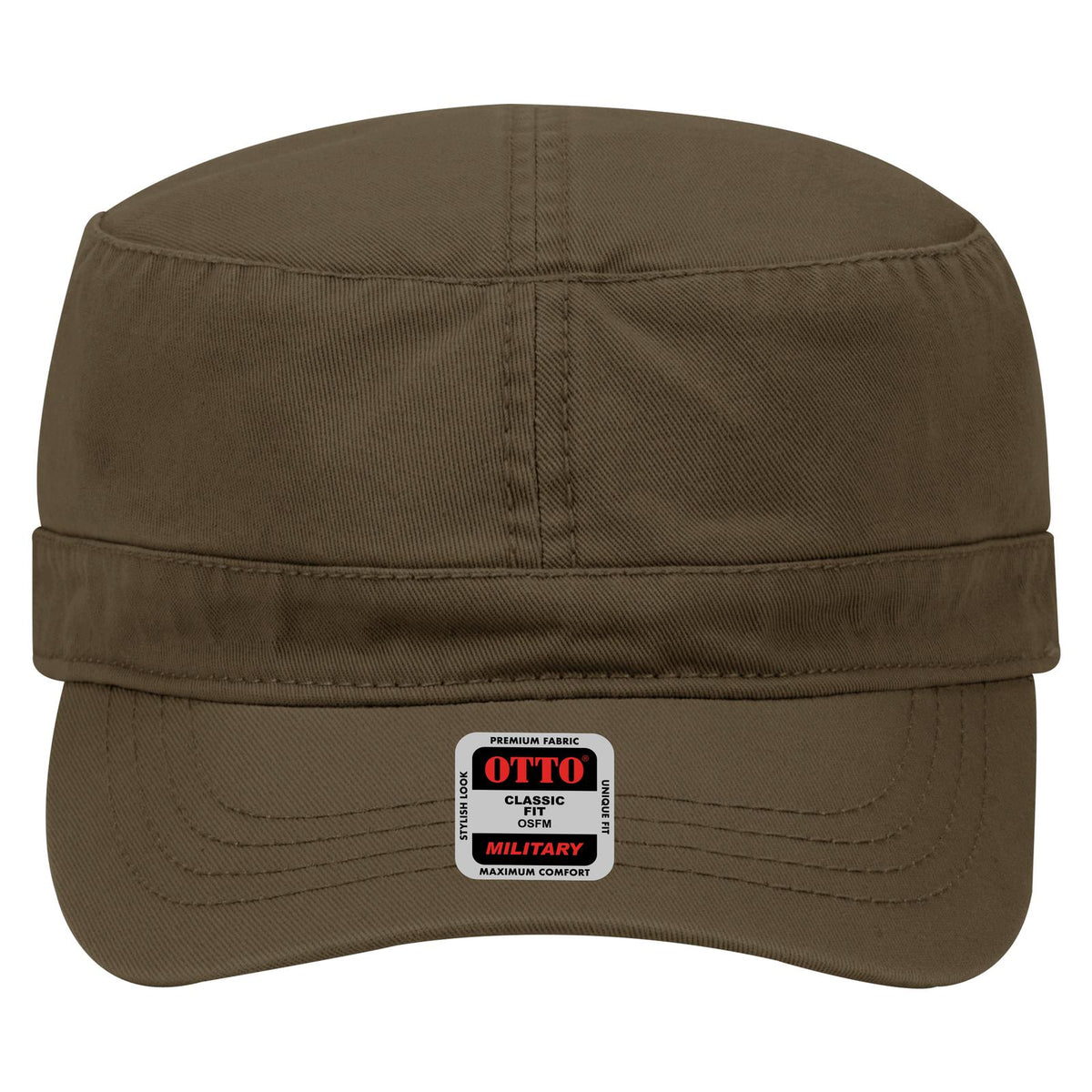 Front View of 039 - Dk. Brown OTTO CAP Military Hat