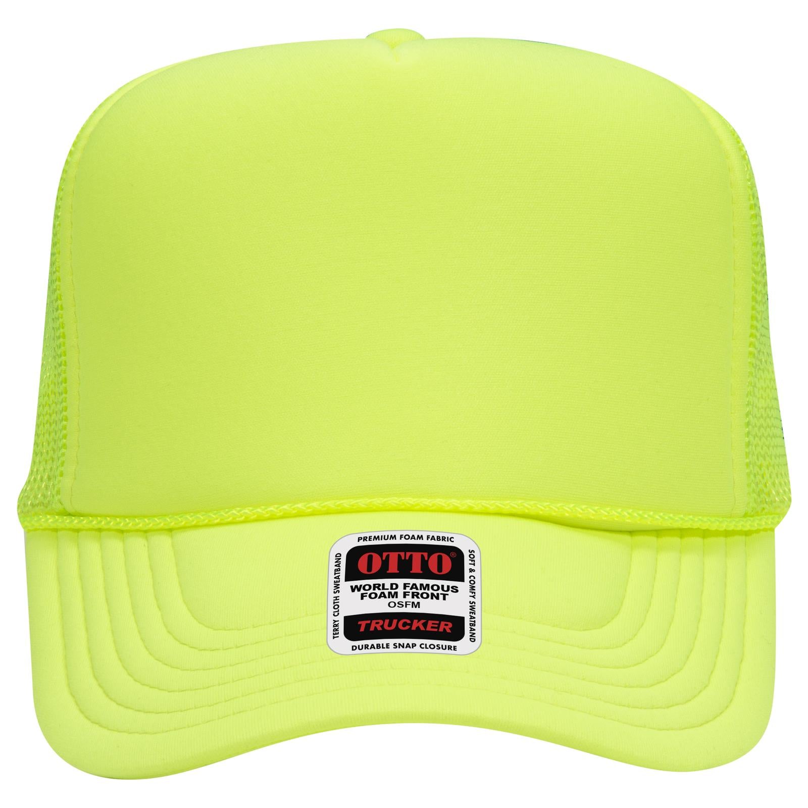 Right View of 040 - N. Yellow OTTO CAP 5 Panel High Crown Mesh Back Trucker Hat