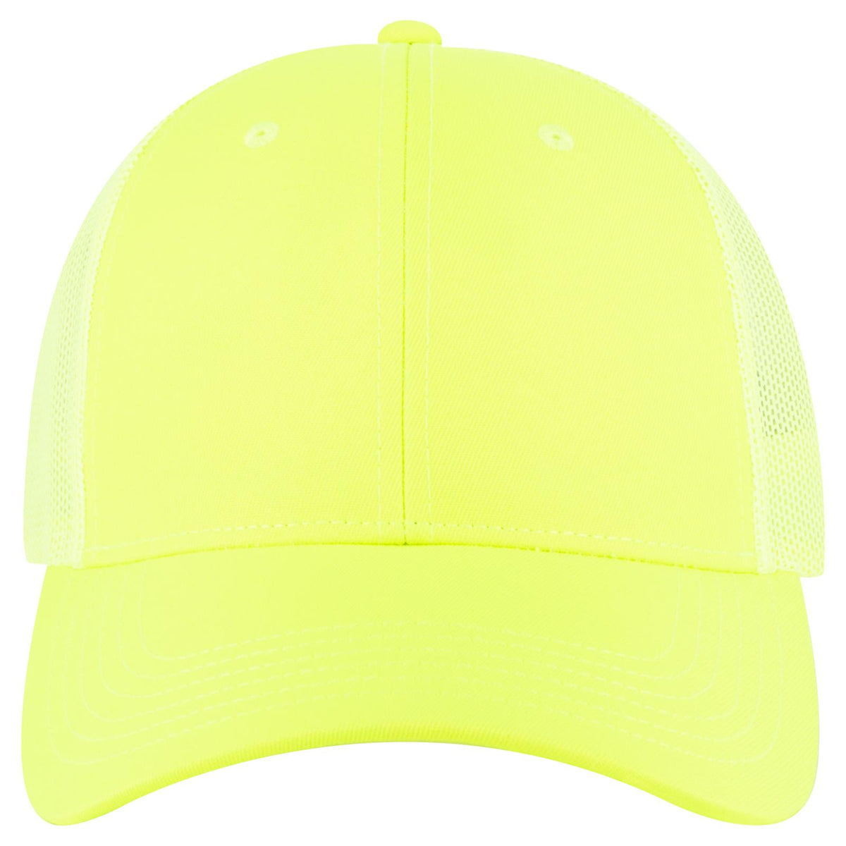 Front View of 040 - N. Yellow OTTO CAP 6 Panel Low Profile Mesh Back Trucker Hat