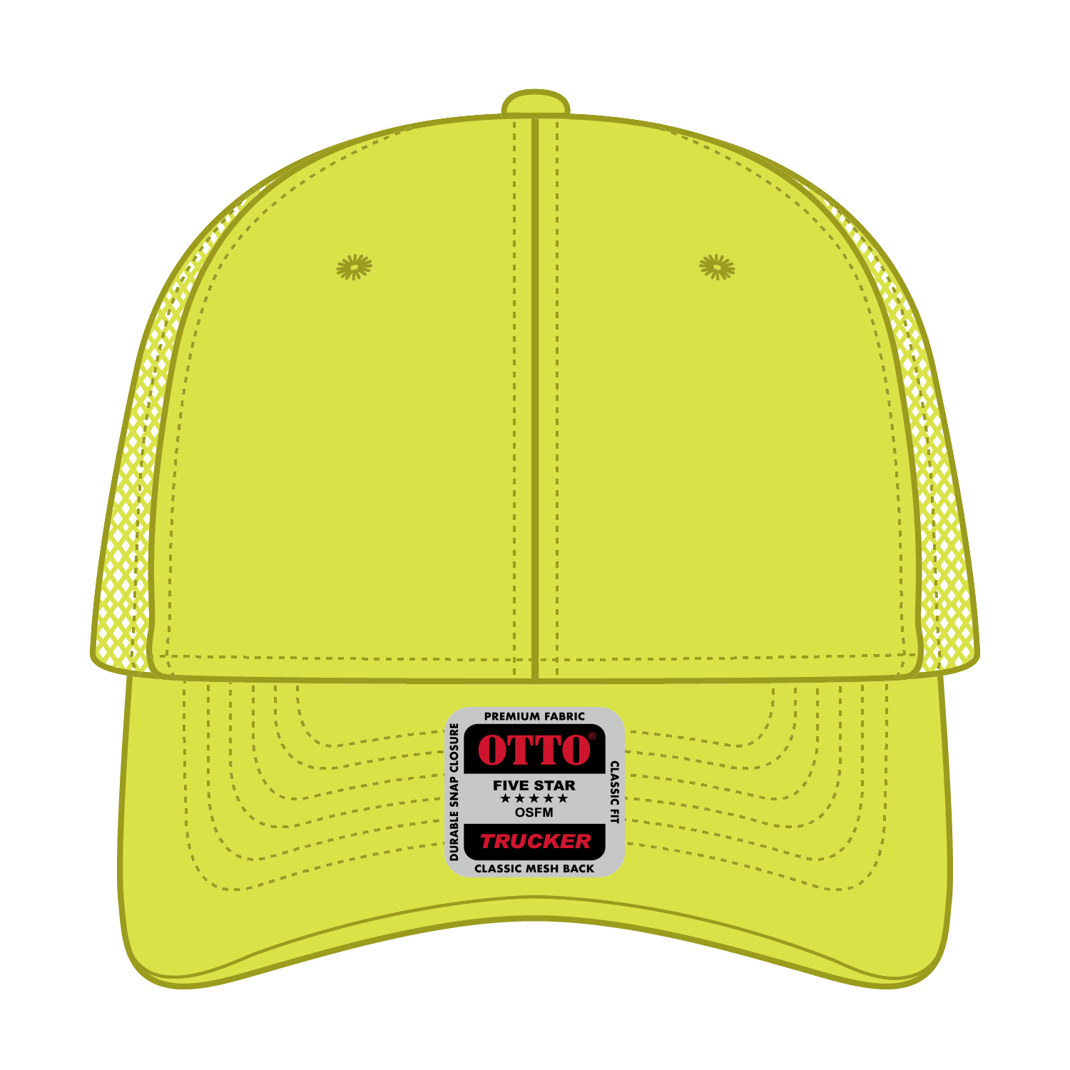 Front View of 040 - N. Yellow OTTO CAP 6 Panel Low Profile Mesh Back Trucker Hat