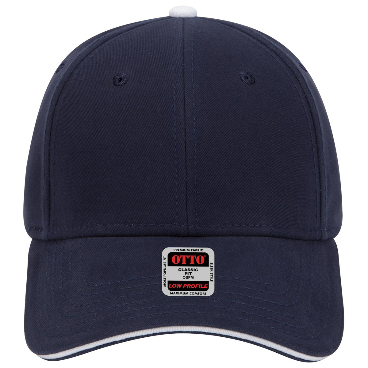 Front View of 040416 - Nvy/Nvy/Wht OTTO CAP 6 Panel Low Profile Baseball Cap