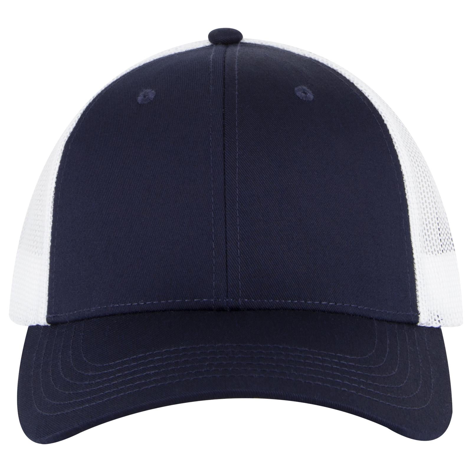 Right View of 040416 - Nvy/Nvy/Wht OTTO CAP 6 Panel Low Profile Mesh Back Trucker Hat