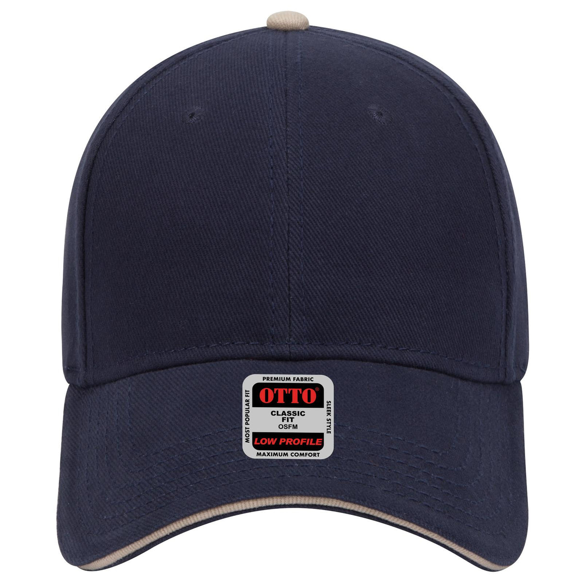 Front View of 040432 - Nvy/Nvy/Kha OTTO CAP 6 Panel Low Profile Baseball Cap