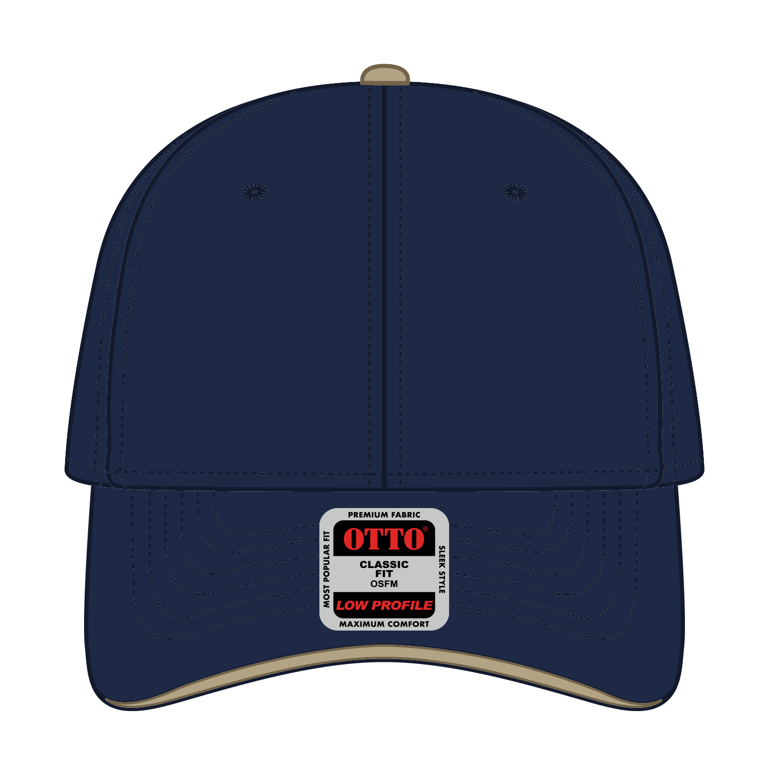 Front View of 040432 - Nvy/Nvy/Kha OTTO CAP 6 Panel Low Profile Baseball Cap