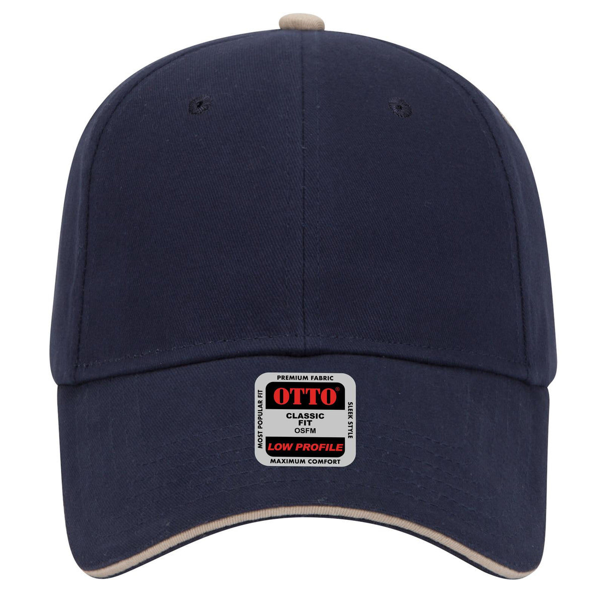 Front View of 040432 - Nvy/Nvy/Kha OTTO CAP 6 Panel Low Profile Baseball Cap