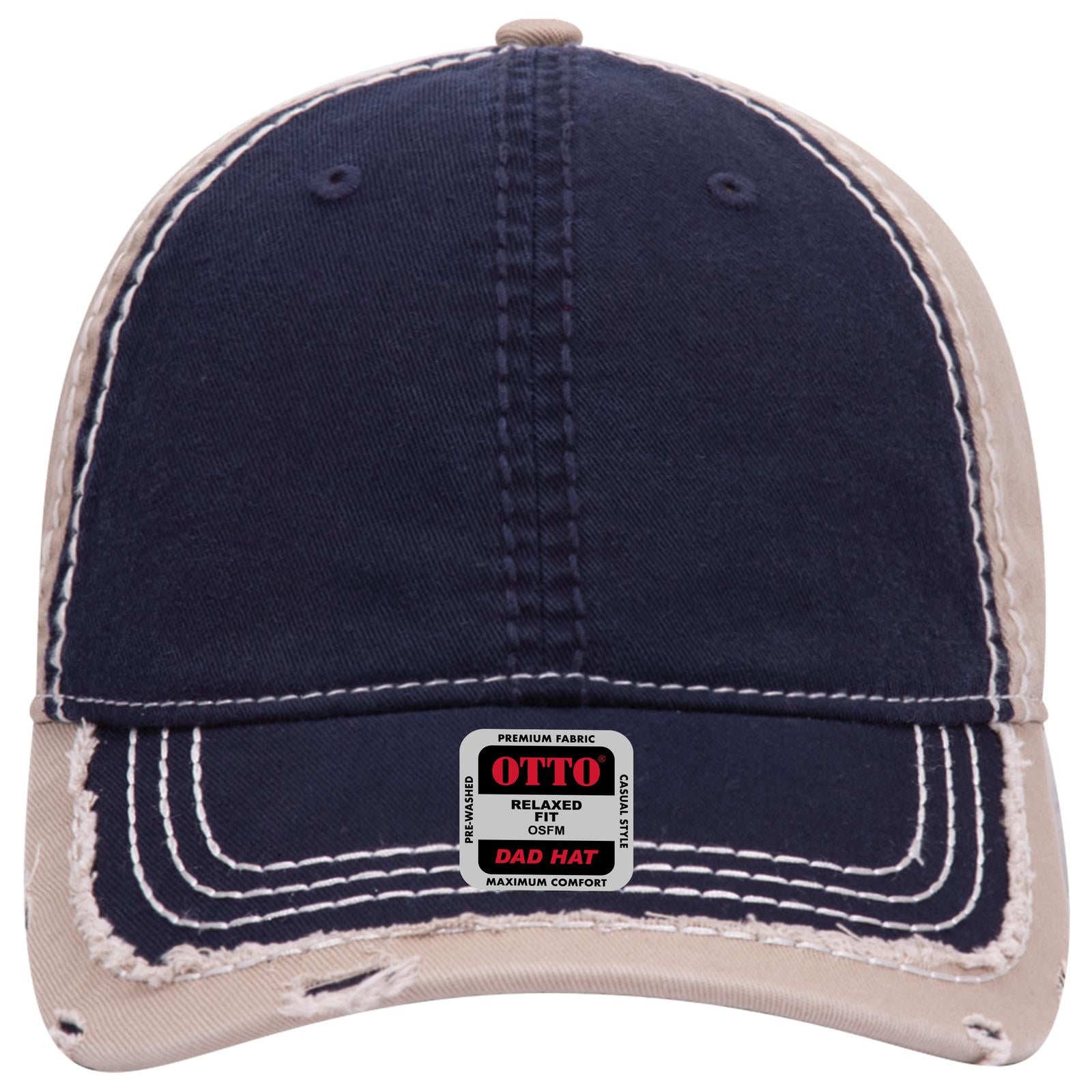 Front View of 040432 - Nvy/Nvy/Kha OTTO CAP 6 Panel Low Profile Dad Hat