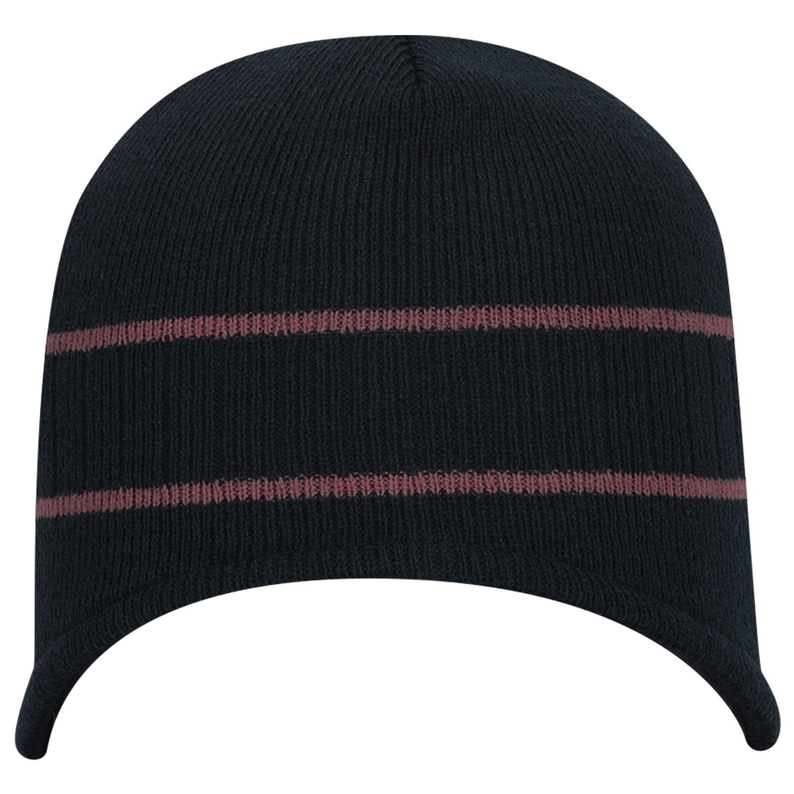 Front View of 0410 - Nvy/Marn OTTO CAP Beanie with Stripes