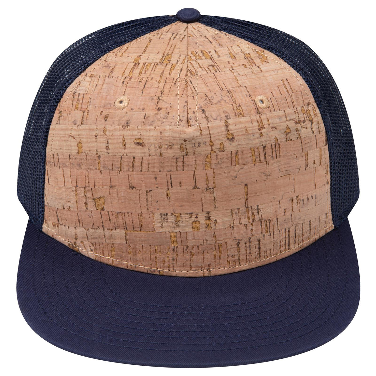 Front View of 0411204 - Nvy/Cork/Nvy OTTO CAP "OTTO SNAP" 5 Panel Pro Style Mesh Back Trucker Snapback Hat