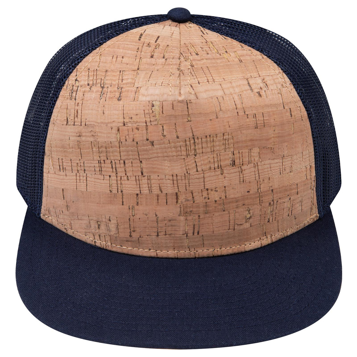 Front View of 0411204B - Nvy/Cork/Nvy OTTO CAP "OTTO SNAP" 5 Panel Pro Style Mesh Back Trucker Snapback Hat