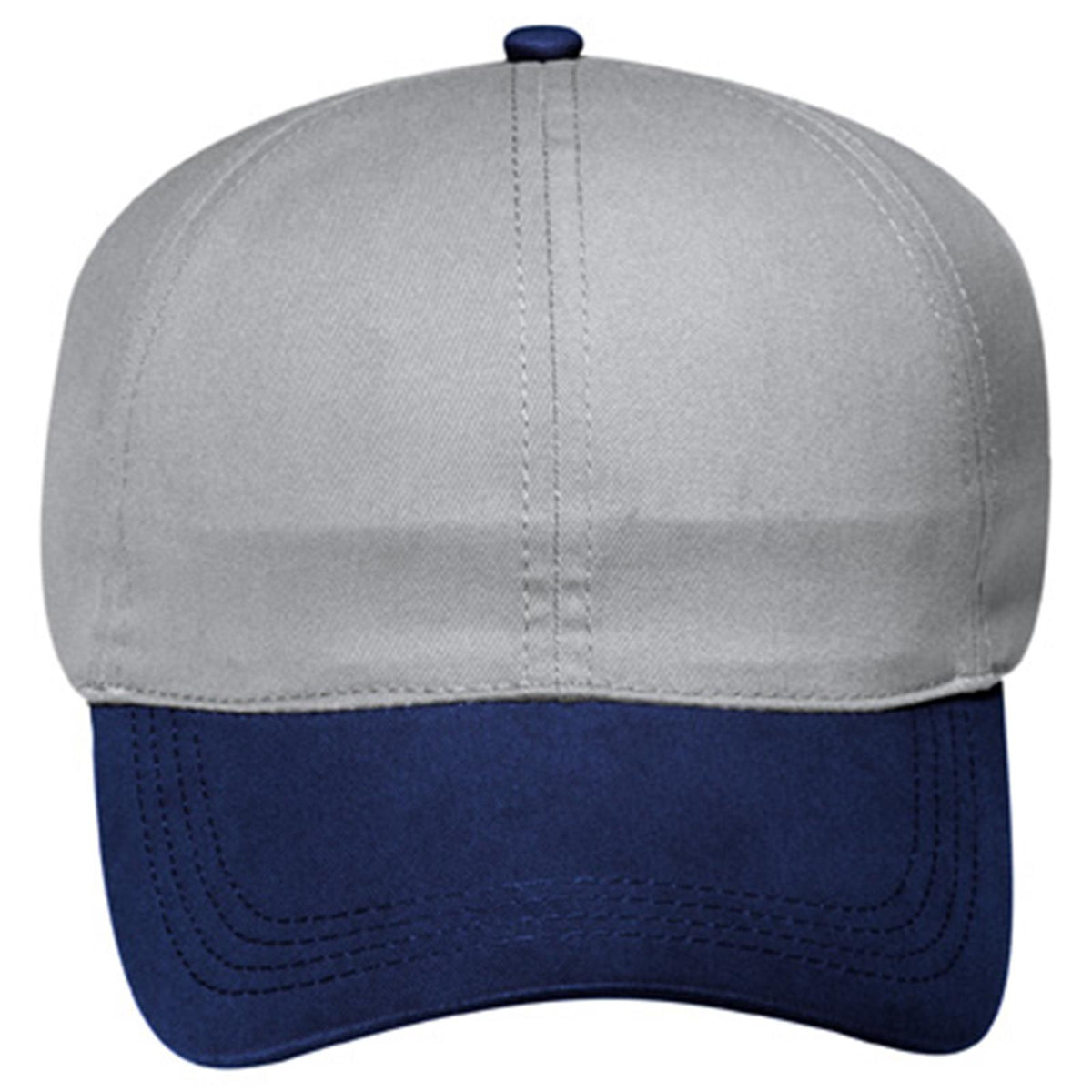 Front View of 0414 - Nvy/Gry OTTO CAP 4 Panel Ponytail Cap
