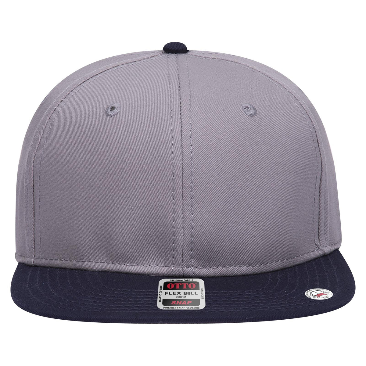 Front View of 041414 - Nvy/Gry/Gry OTTO CAP “OTTO SNAP” 6 Panel Pro Style Snapback Hat