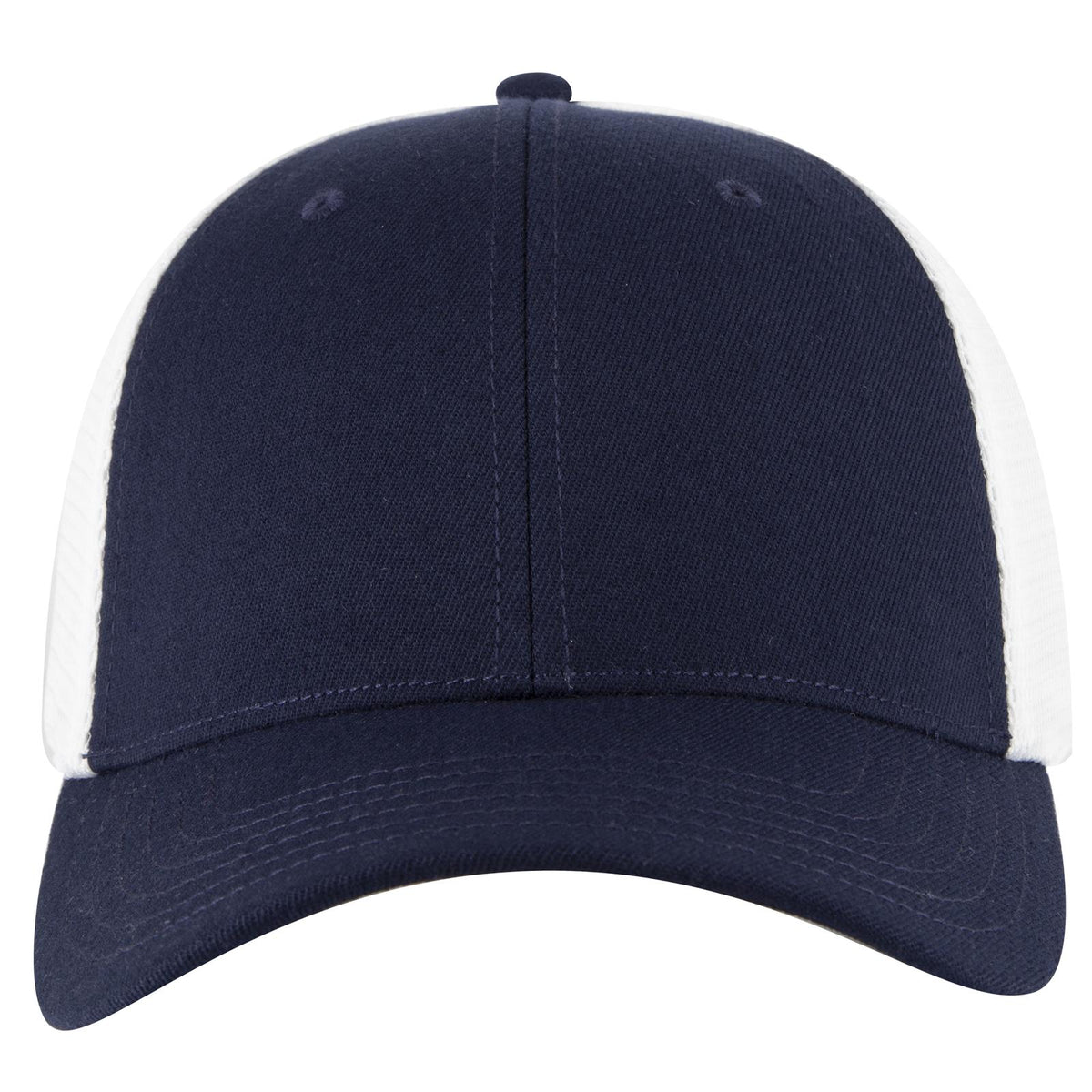 Front View of 0416 - Nvy/Wht OTTO CAP "OTTO FLEX" Fitted 6 Panel Low Profile Mesh Back Trucker Hat