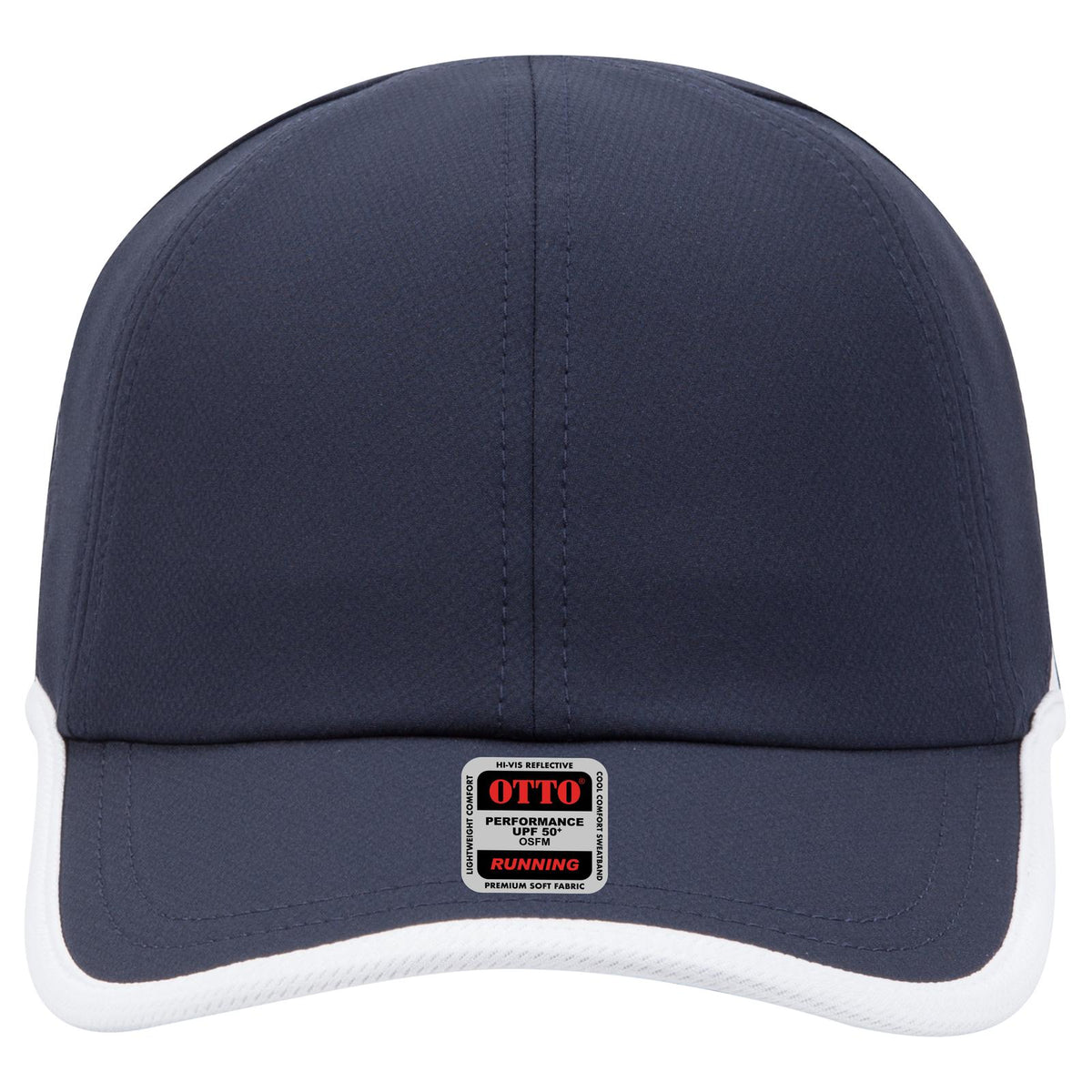 Front View of 0416 - Nvy/Wht OTTO CAP UPF 50+ 6 Panel Running Hat