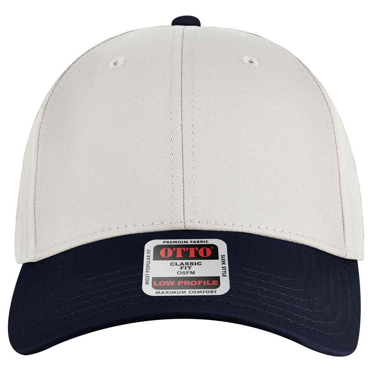 Front View of 041616 - Nvy/Wht/Wht OTTO CAP 6 Panel Low Profile Baseball Cap