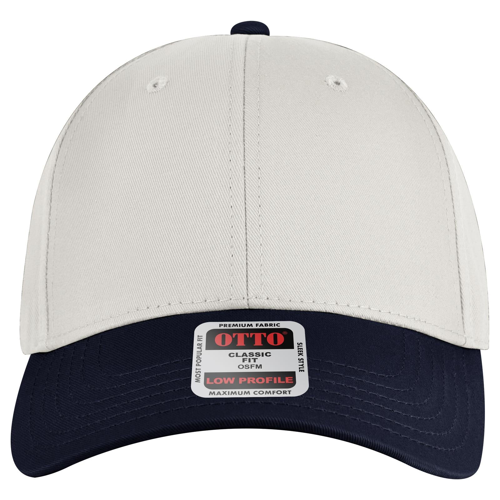 Front View of 041616 - Nvy/Wht/Wht OTTO CAP 6 Panel Low Profile Baseball Cap