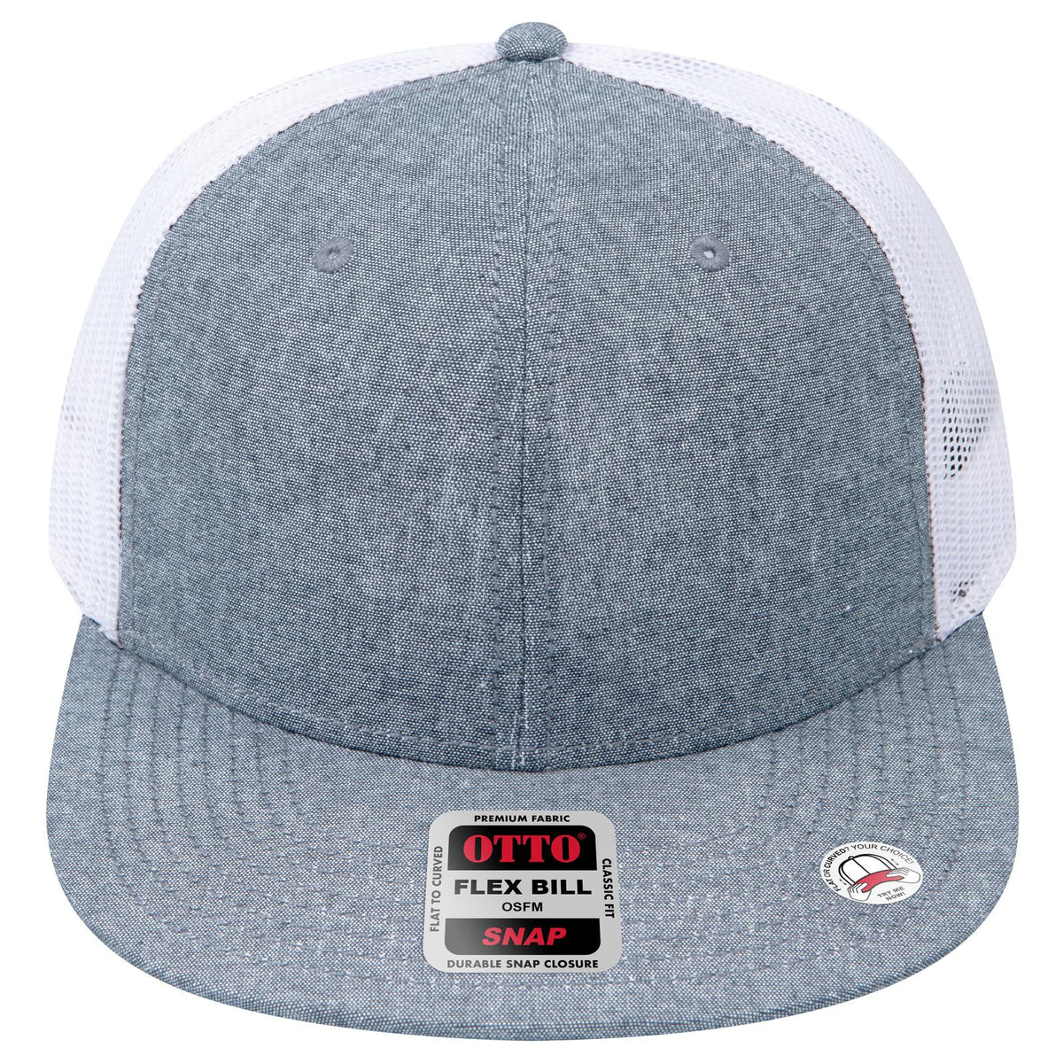 Front View of 0416A - Nvy/Wht OTTO CAP "OTTO SNAP" 6 Panel Pro Style Mesh Back Trucker Snapback Hat