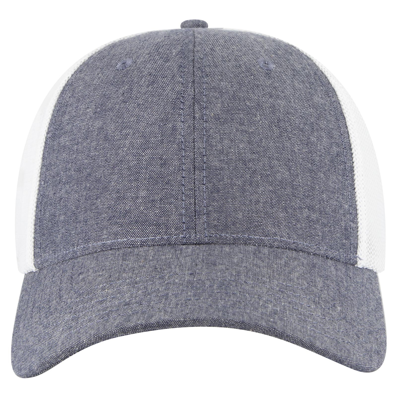 Front View of 0416C - Nvy/Wht OTTO CAP "OTTO COMFY FIT" 6 Panel Low Profile Mesh Back Trucker Hat