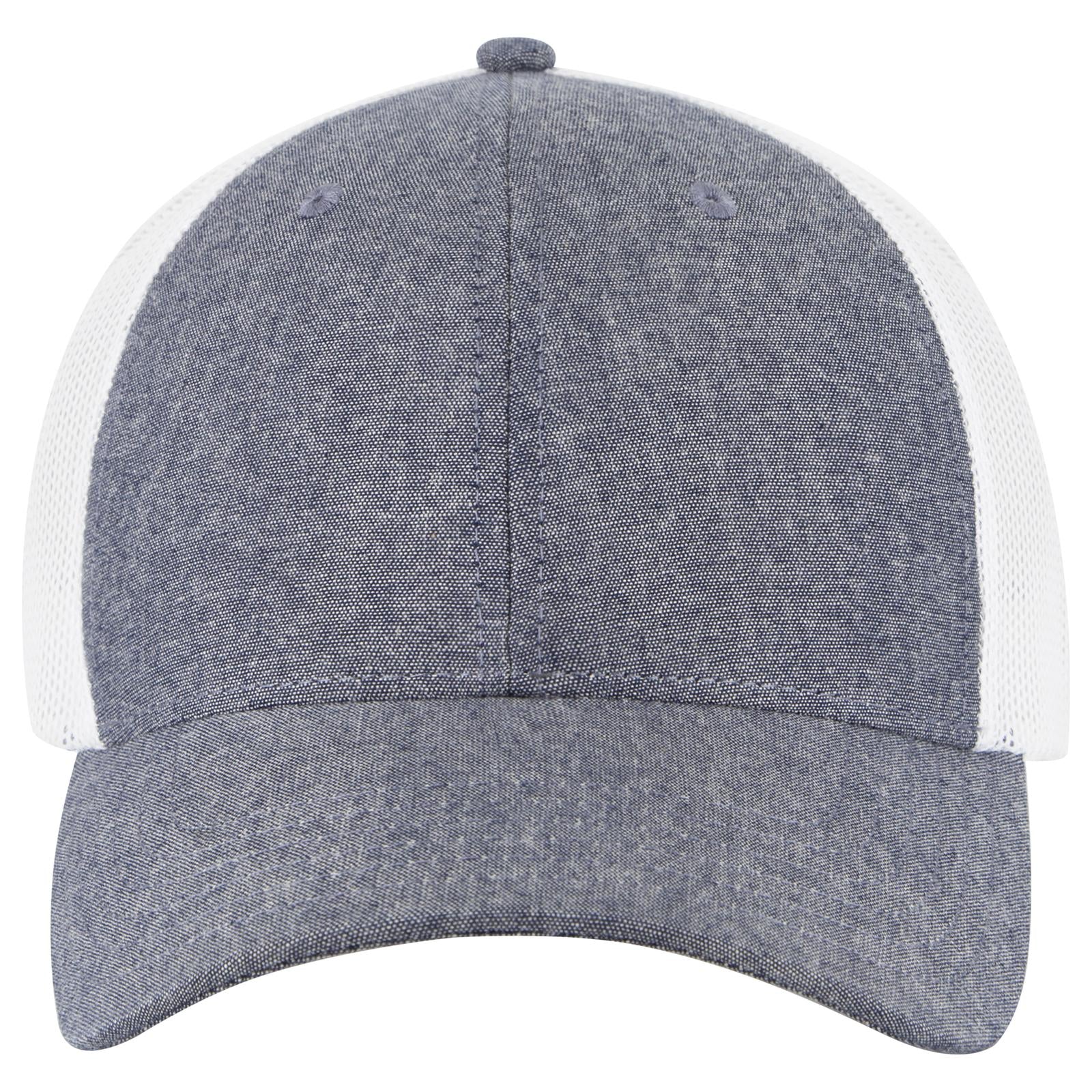 Right View of 0416X - Nvy/Wht OTTO CAP 6 Panel Low Profile Mesh Back Trucker Hat