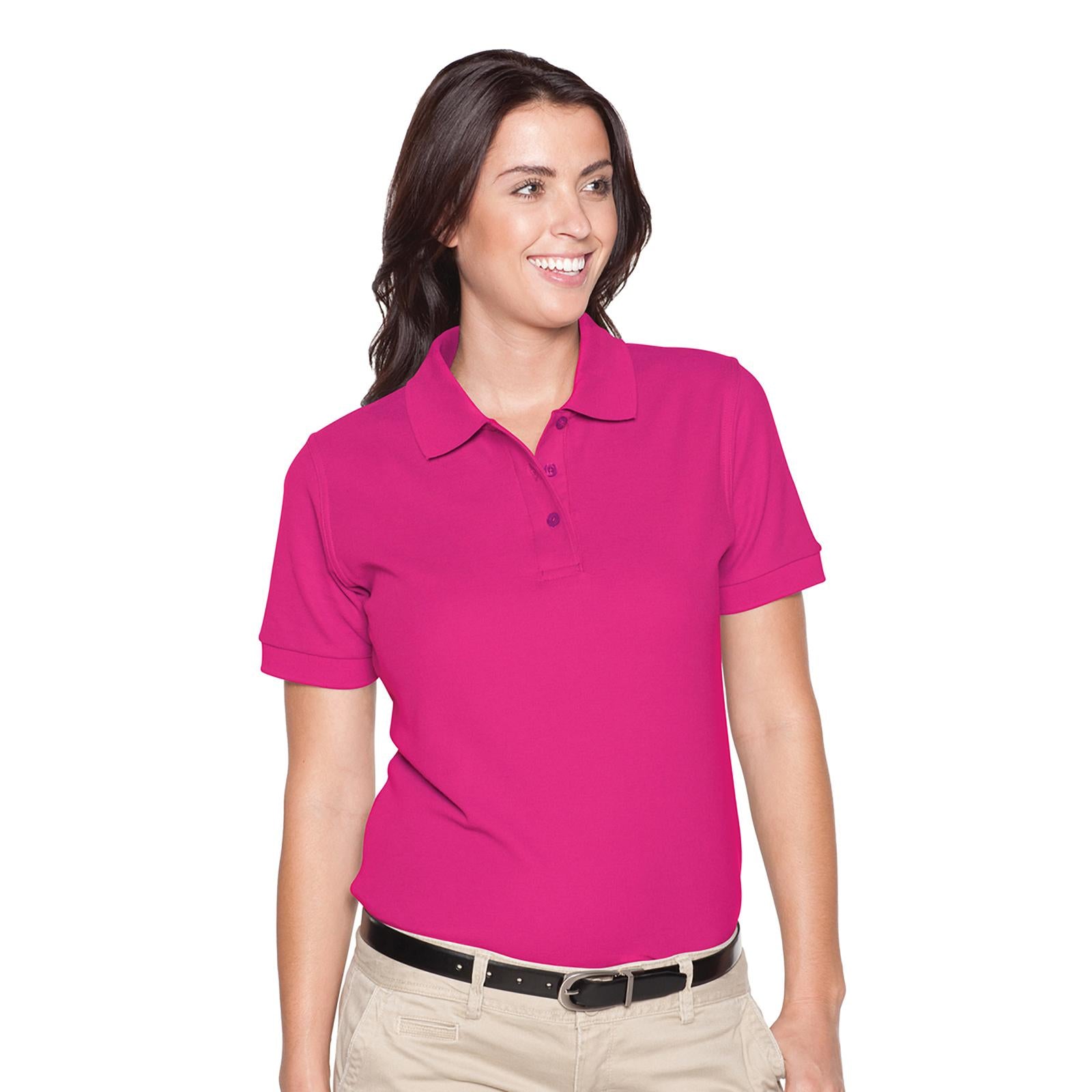Front View of 042 - Hot Pink OTTO Ladies' Premium Sport Shirt