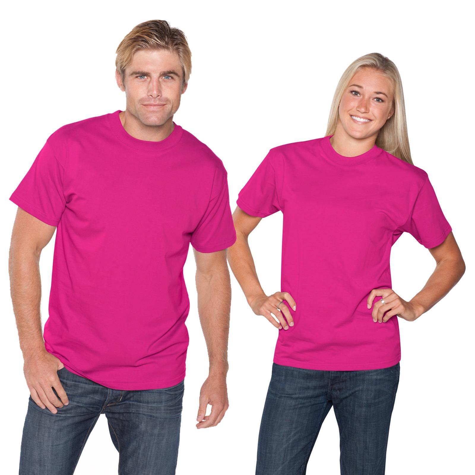 Front View of 042 - Hot Pink OTTO Unisex Heavyweight Comfy Tee T-Shirt