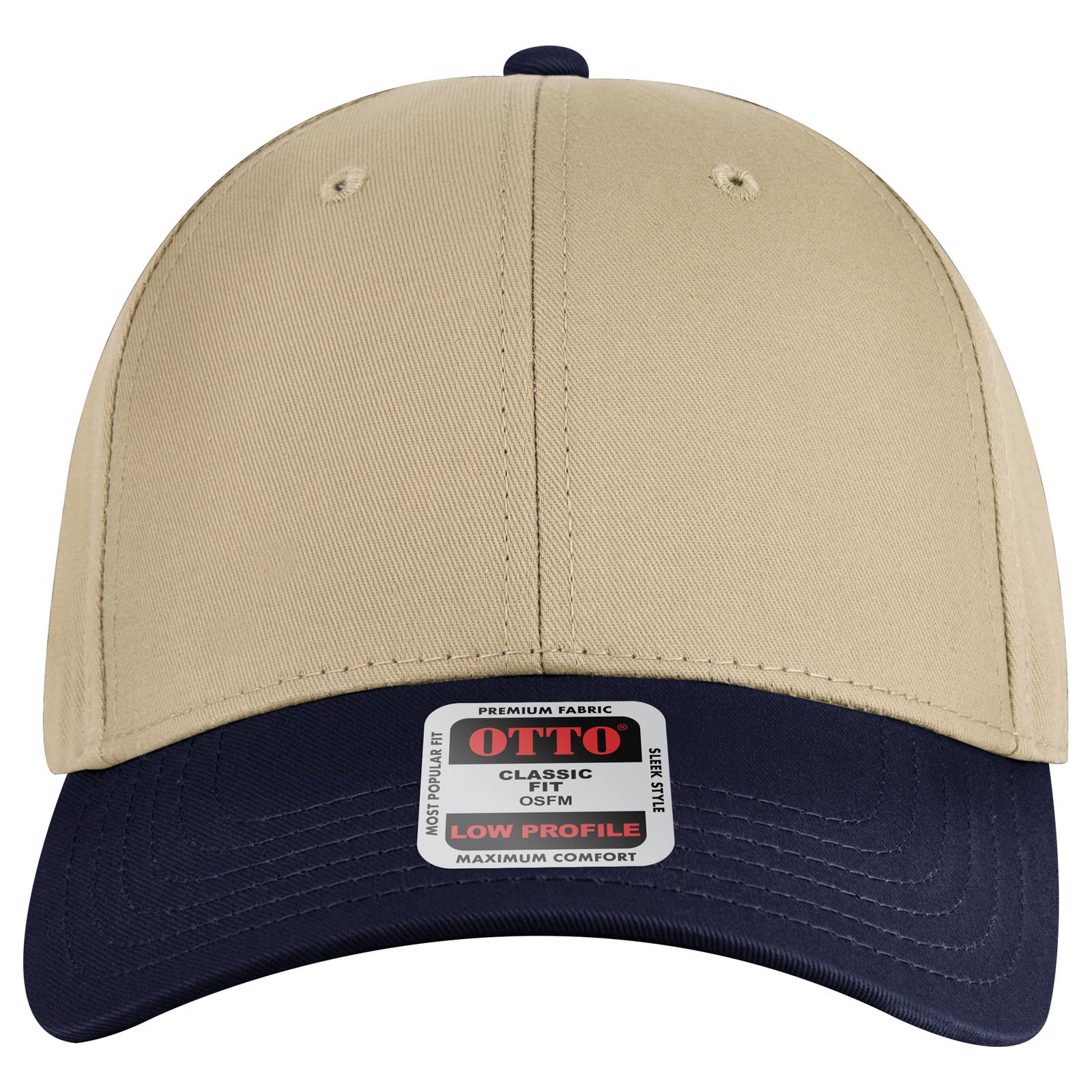 Front View of 043232 - Nvy/Kha/Kha OTTO CAP 6 Panel Low Profile Baseball Cap