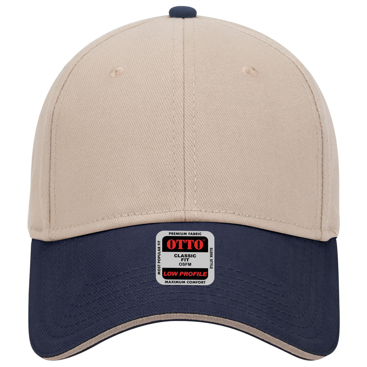 Front View of 043232 - Nvy/Kha/Kha OTTO CAP 6 Panel Low Profile Baseball Cap