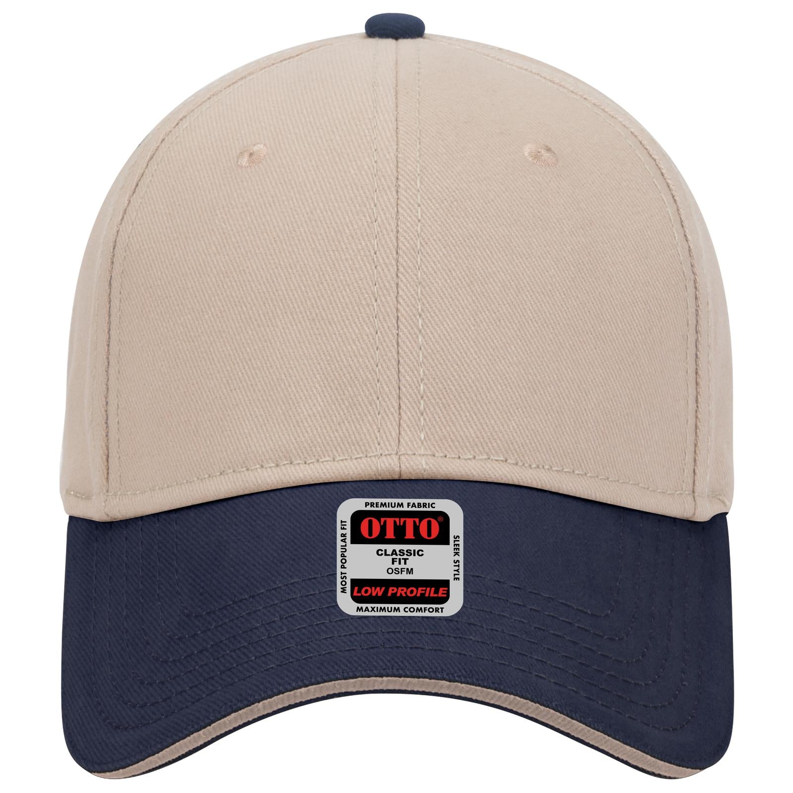 Right View of 043232 - Nvy/Kha/Kha OTTO CAP 6 Panel Low Profile Baseball Cap