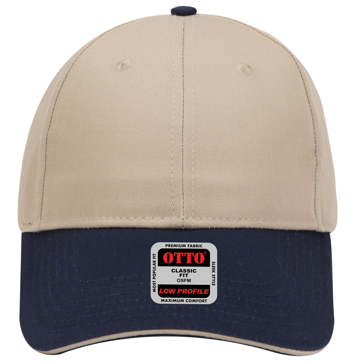 Front View of 043232 - Nvy/Kha/Kha OTTO CAP 6 Panel Low Profile Baseball Cap