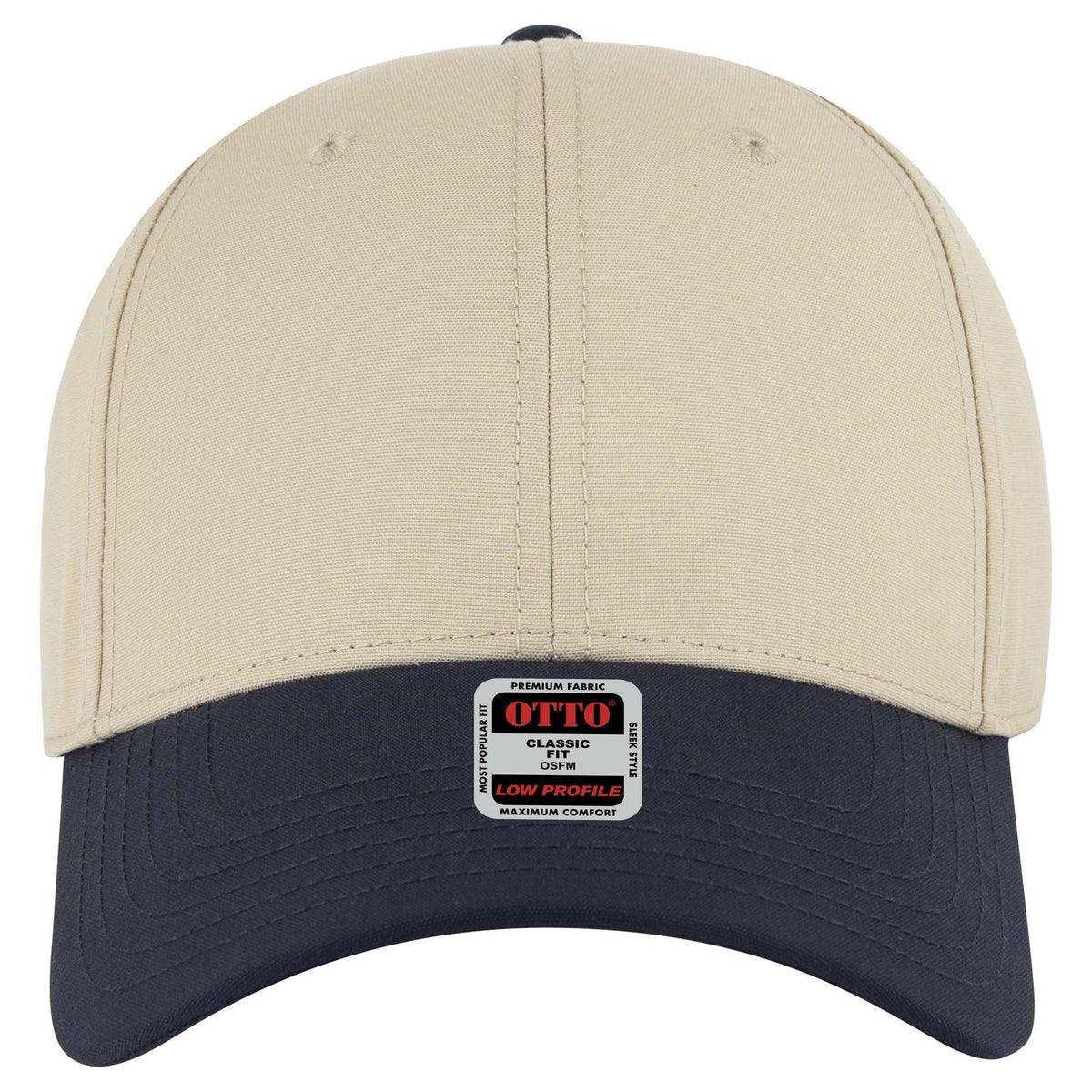 Front View of 043232B - Nvy/Khk/Khk OTTO CAP 6 Panel Low Profile Baseball Cap
