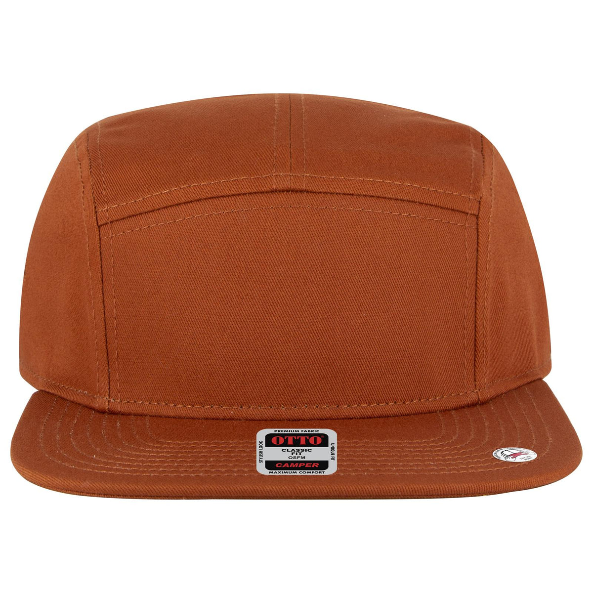 Front View of 044 - Tx. Orange OTTO CAP 5 Panel Camper Hat