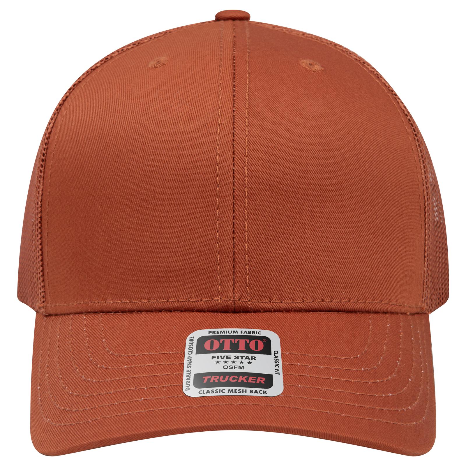 Right View of 044 - Tx. Orange OTTO CAP 6 Panel Mid Profile Mesh Back Trucker Hat