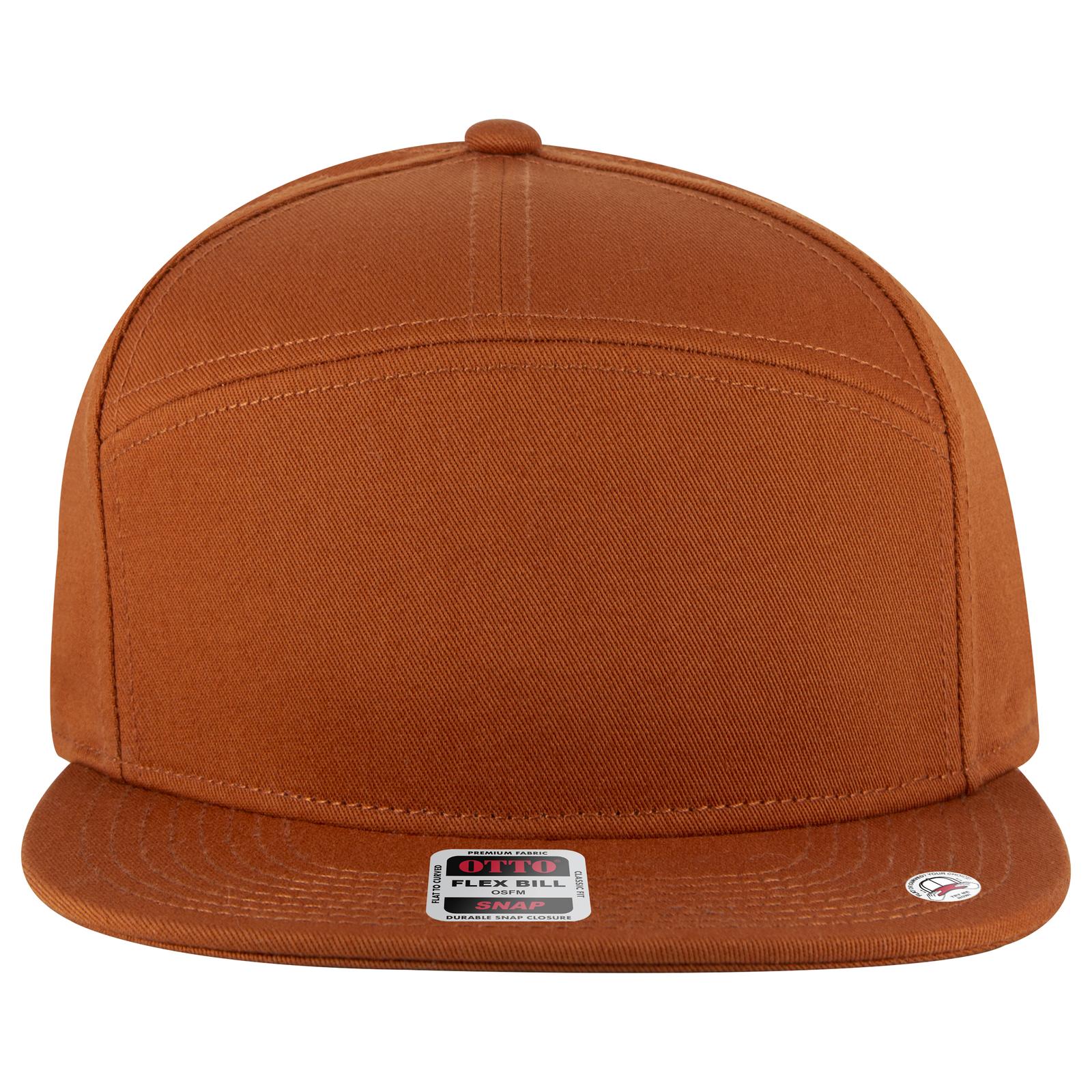 Front View of 044 - Tx. Orange OTTO CAP "OTTO SNAP" 7 Panel Pro Style Snapback Hat