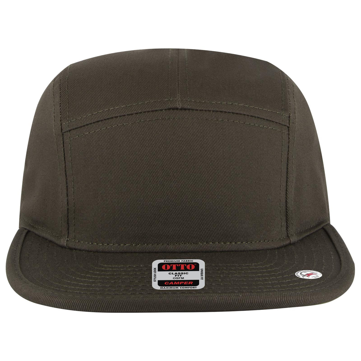 Front View of 046 - Dk. Ol. Green OTTO CAP 5 Panel Camper Hat