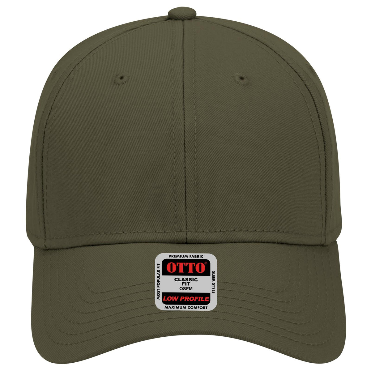 Front View of 046 - Dk. Ol. Green OTTO CAP 6 Panel Low Profile Baseball Cap