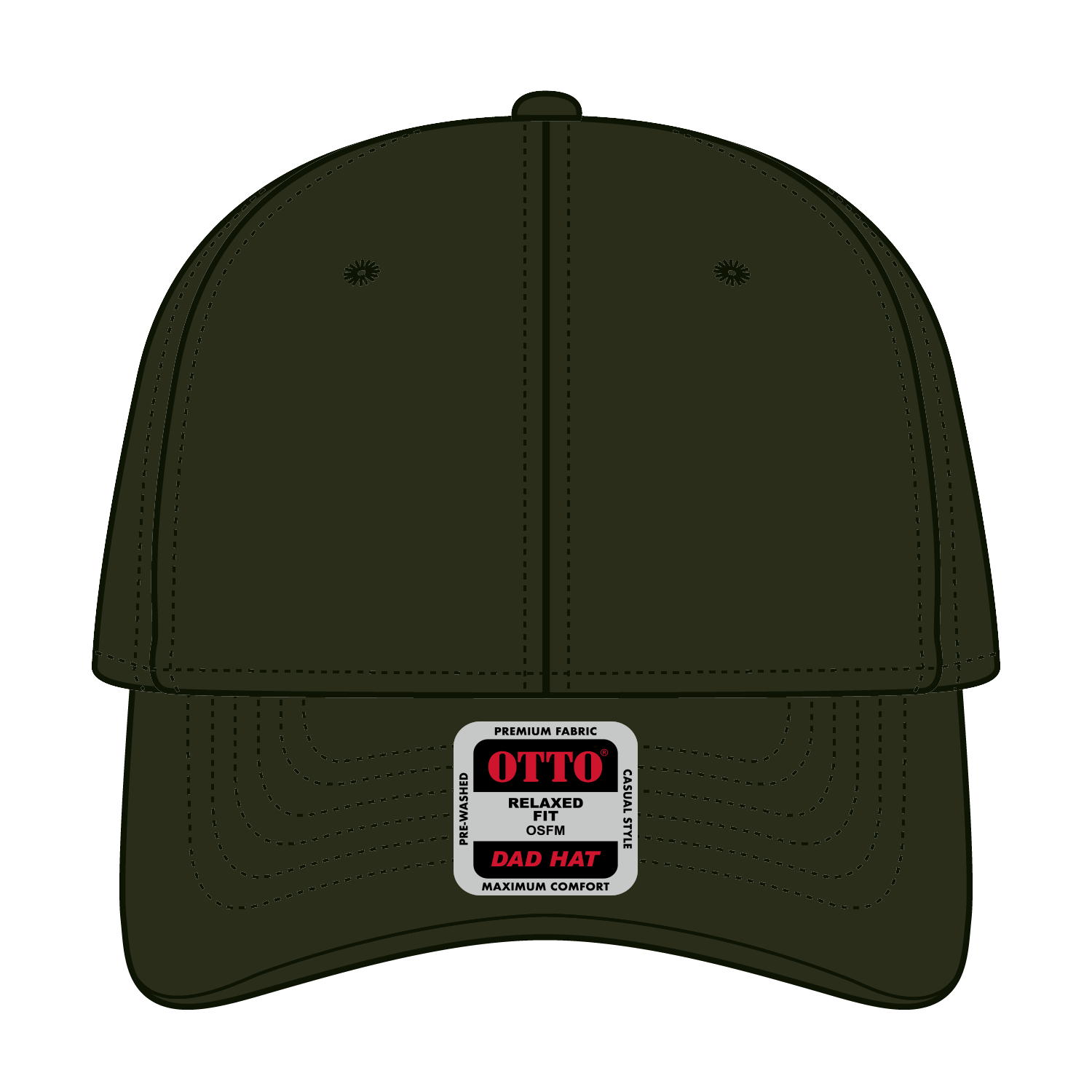 Front View of 046 - Dk. Ol. Green OTTO CAP 6 Panel Low Profile Dad Hat