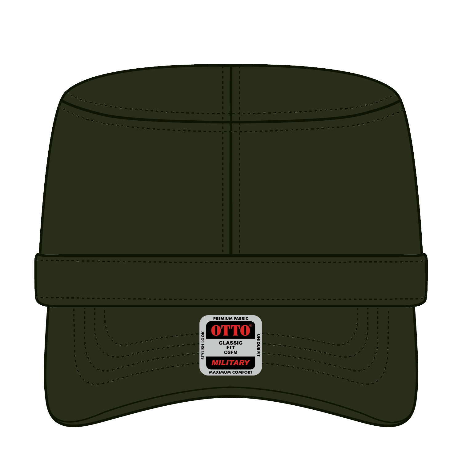 Front View of 046 - Dk. Ol. Green OTTO CAP Military Hat