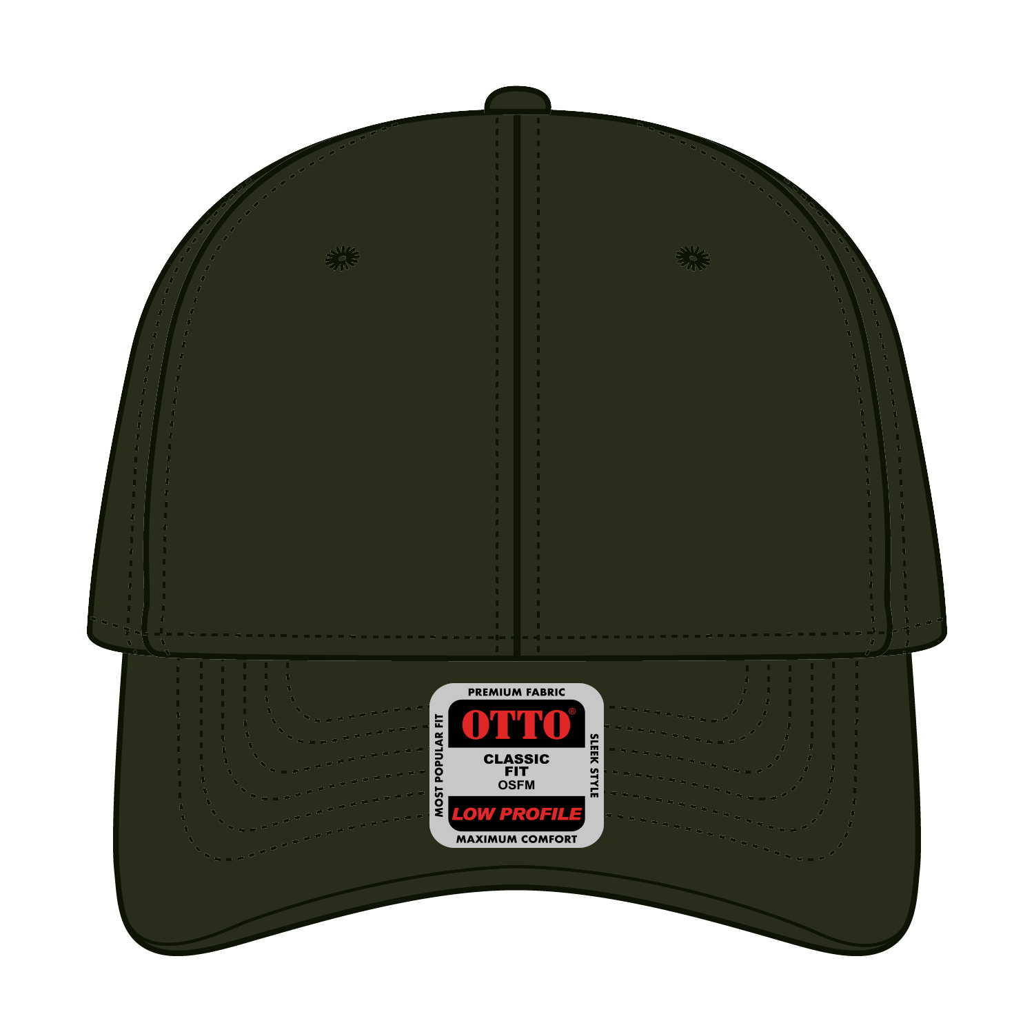 Front View of 046B - Dk Ol Grn OTTO CAP 6 Panel Low Profile Baseball Cap