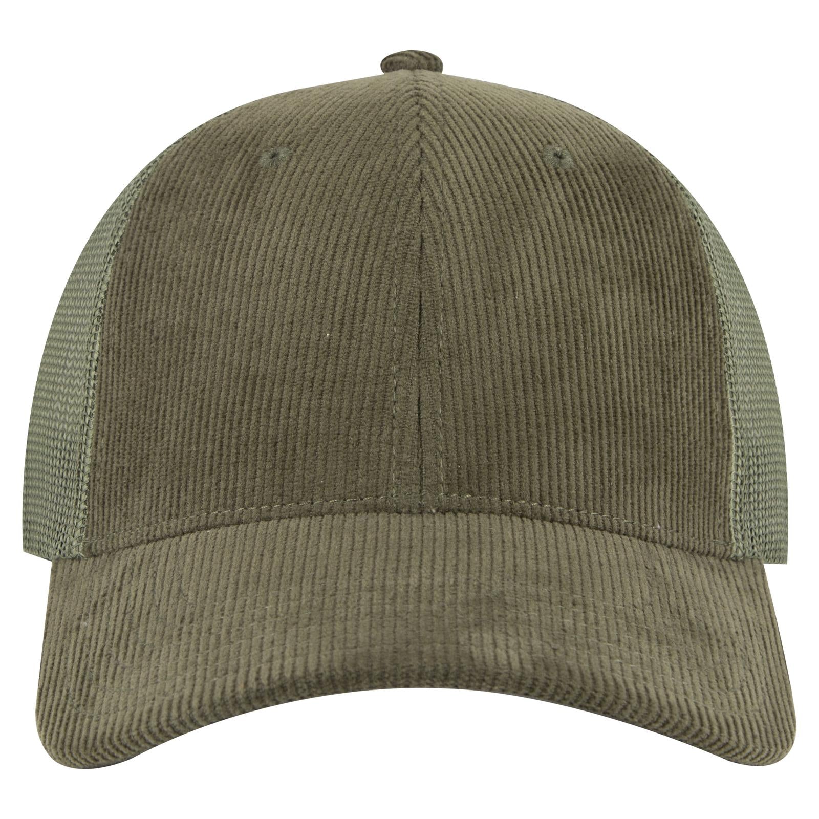 Front View of 046F - Dk Ol Grn OTTO CAP 6 Panel Low Profile Mesh Back Trucker Hat