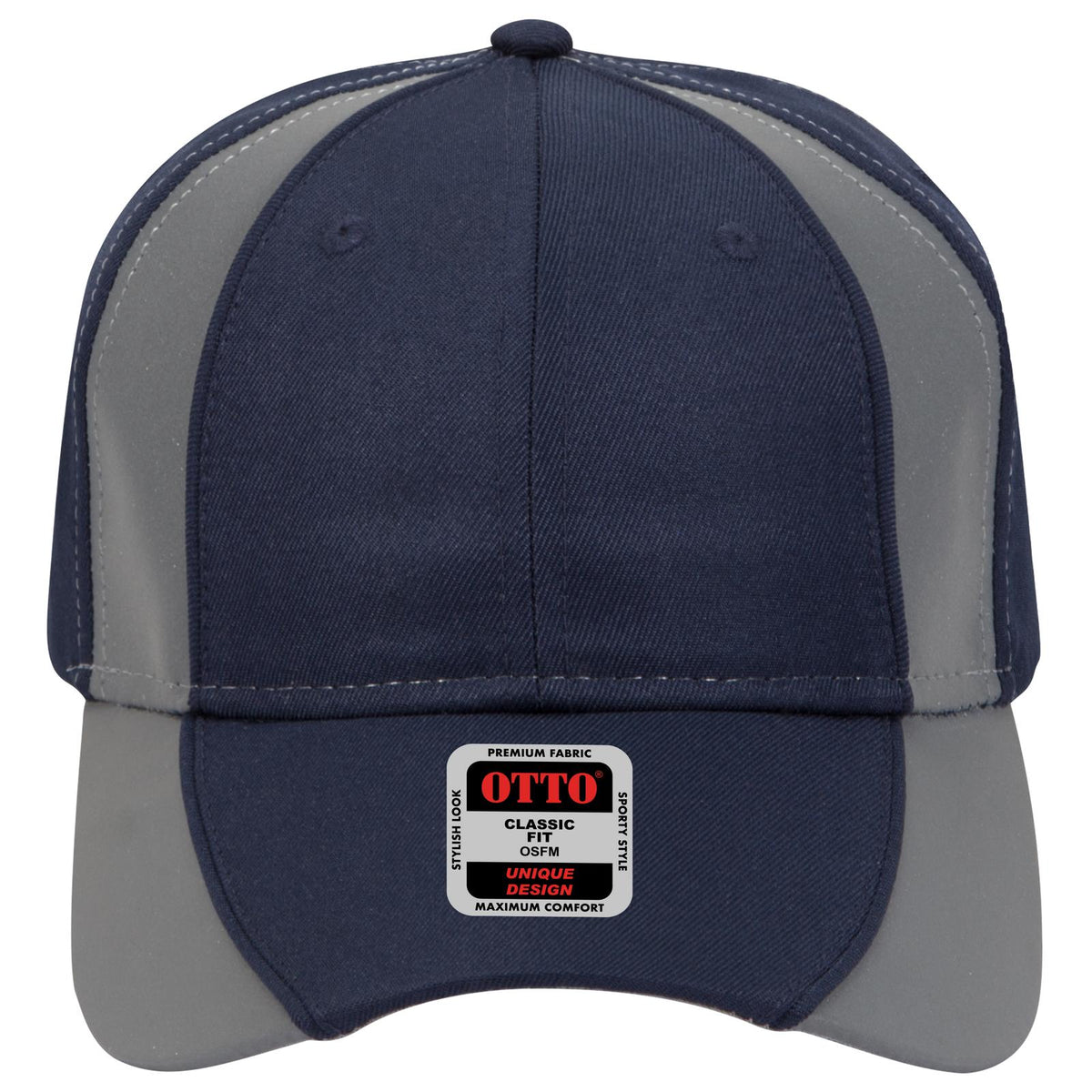 Front View of 0498 - Nvy/Ref.Gry OTTO CAP 6 Panel Low Profile Baseball Cap