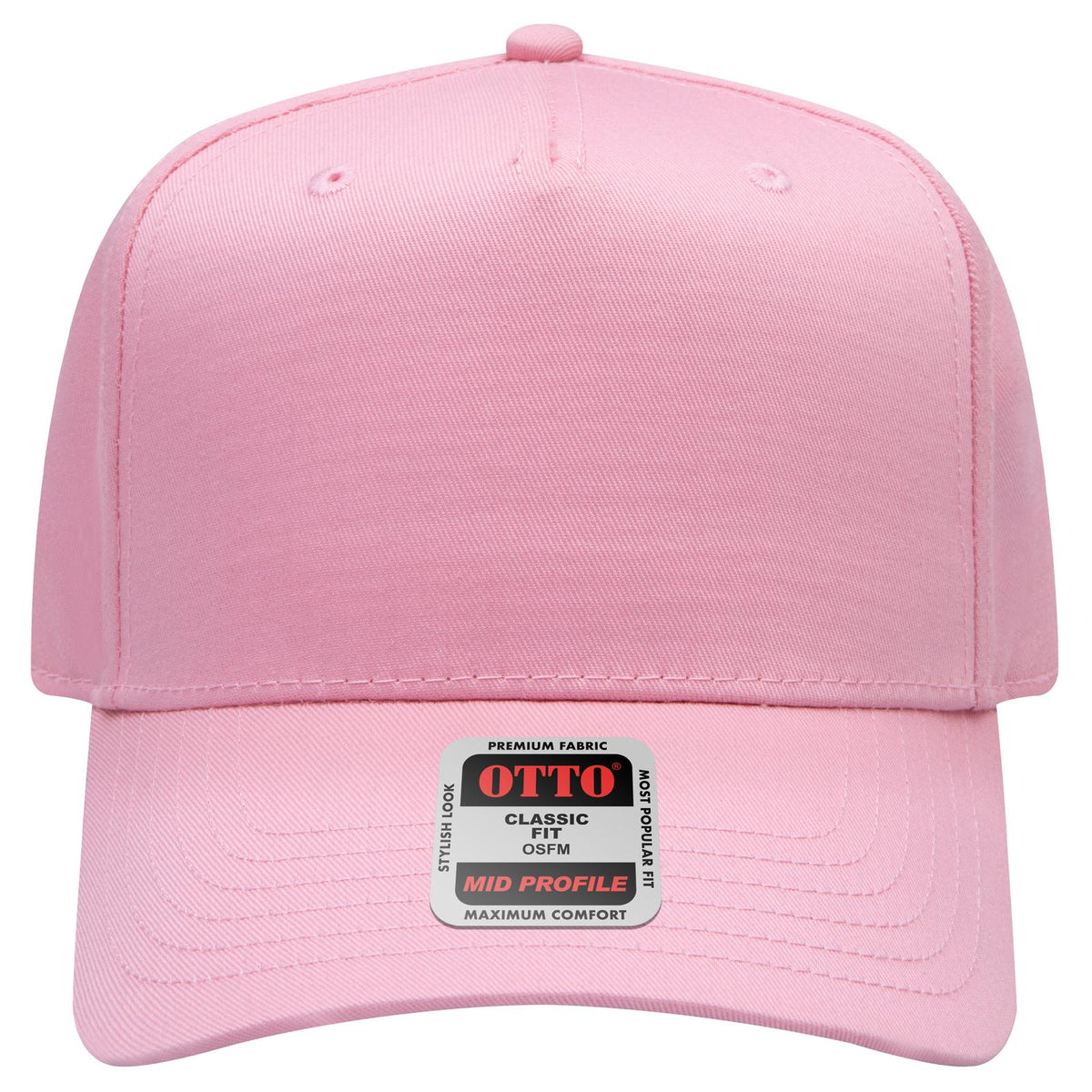 Front View of 050 - Pink OTTO CAP 5 Panel Mid Profile Baseball Cap