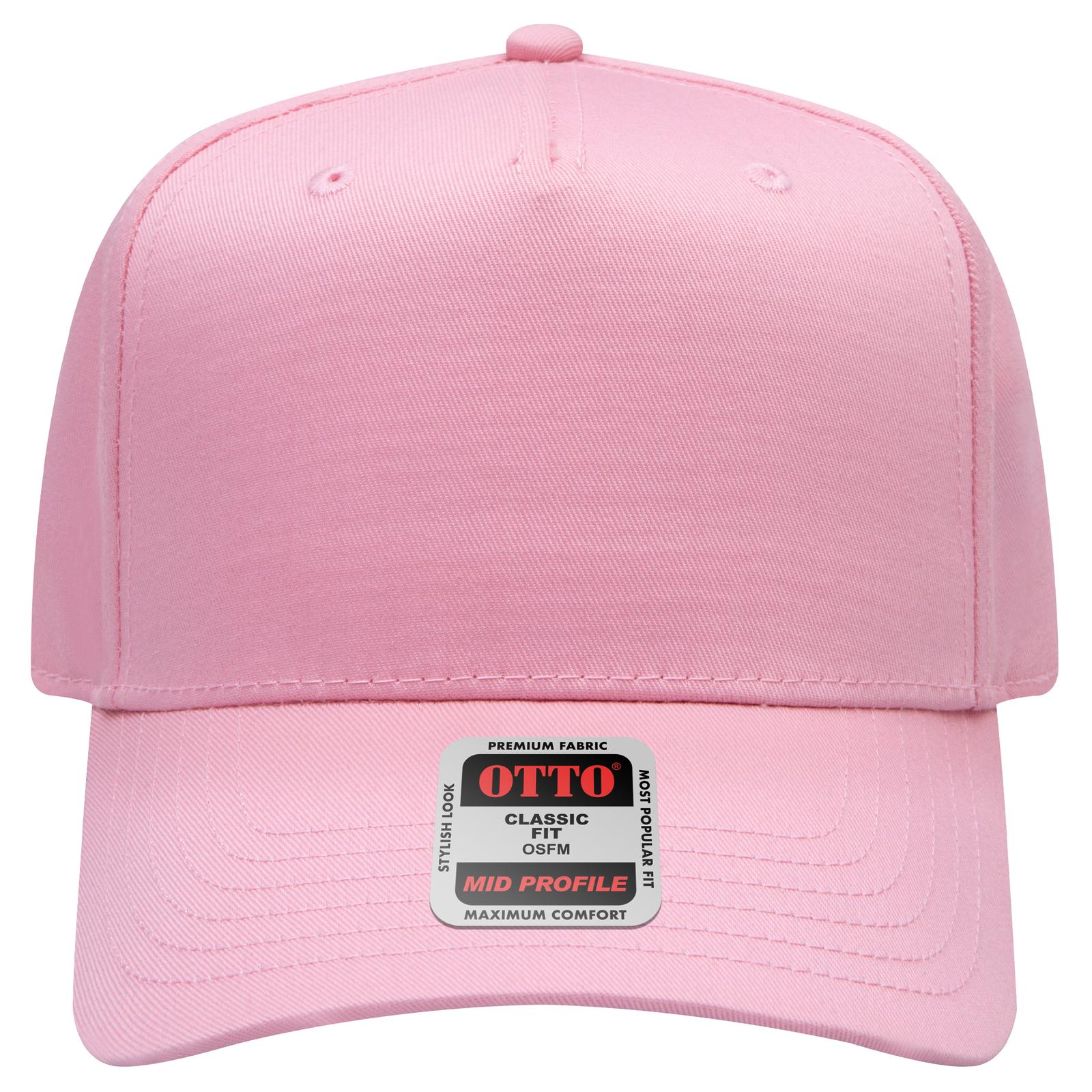 Right View of 050 - Pink OTTO CAP 5 Panel Mid Profile Baseball Cap