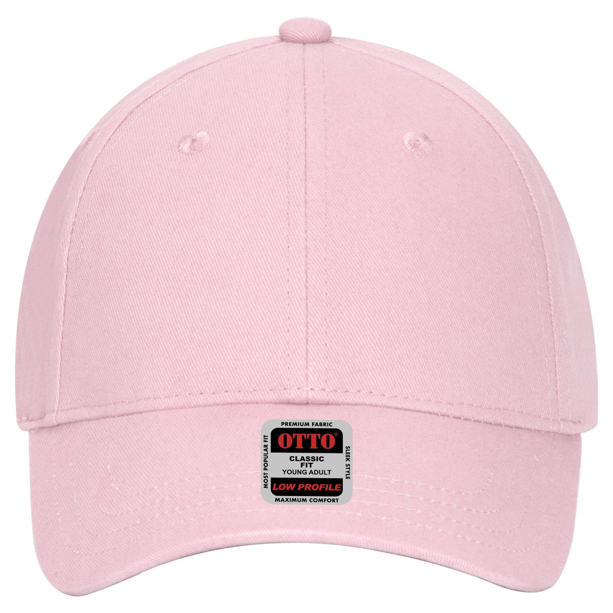 Front View of 050 - Pink OTTO CAP 6 Panel Low Profile Baseball Cap