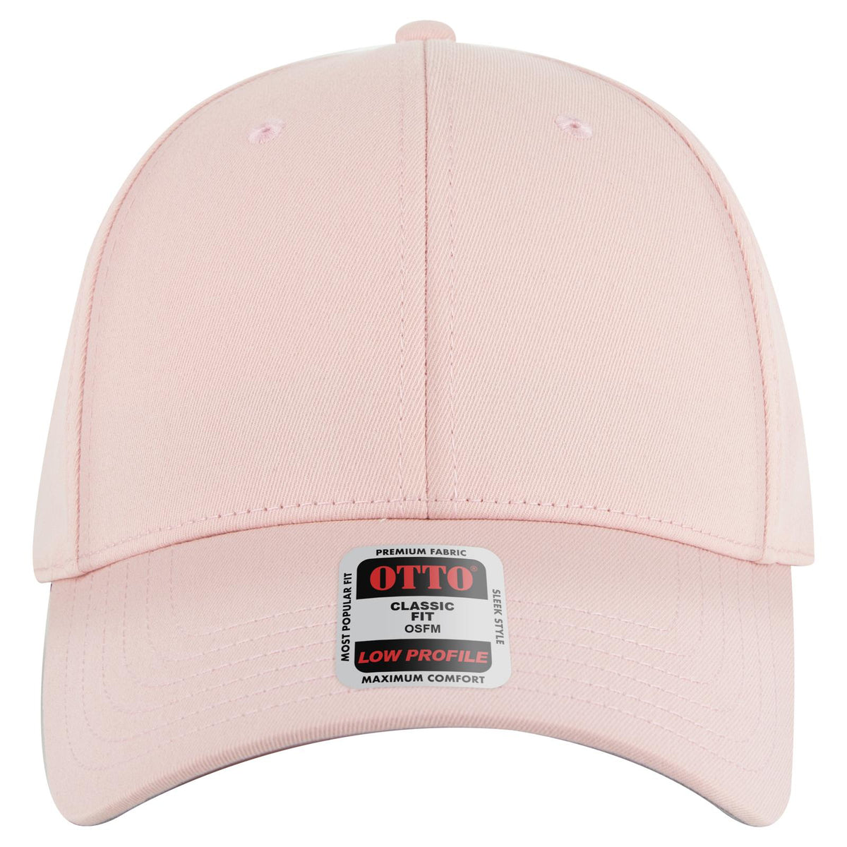 Front View of 050 - Pink OTTO CAP 6 Panel Low Profile Baseball Cap