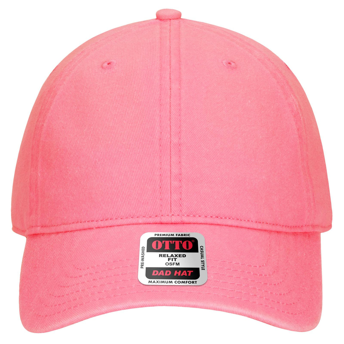 Front View of 050 - Pink OTTO CAP 6 Panel Low Profile Dad Hat