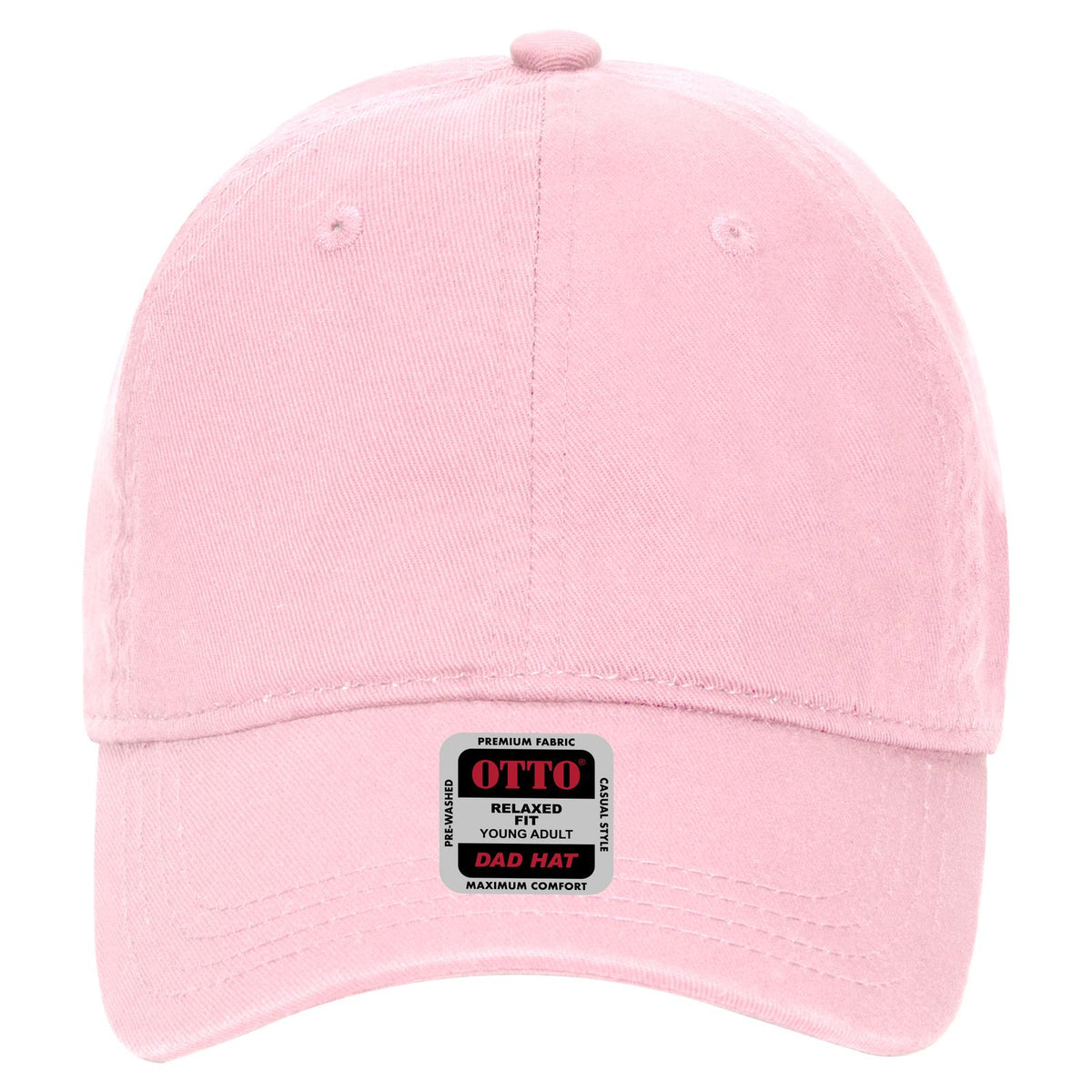 Front View of 050 - Pink OTTO CAP 6 Panel Low Profile Dad Hat