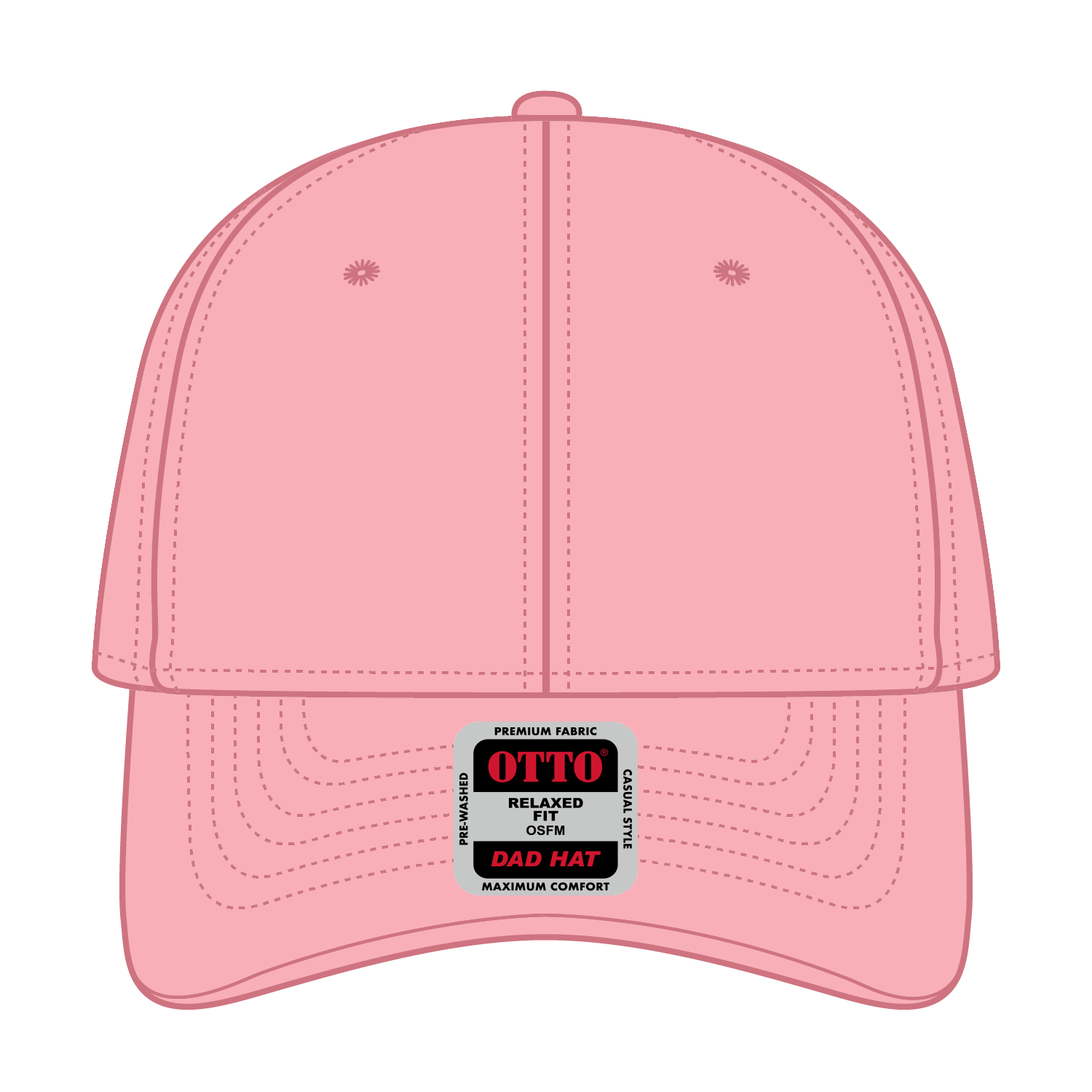 Front View of 050 - Pink OTTO CAP 6 Panel Low Profile Dad Hat