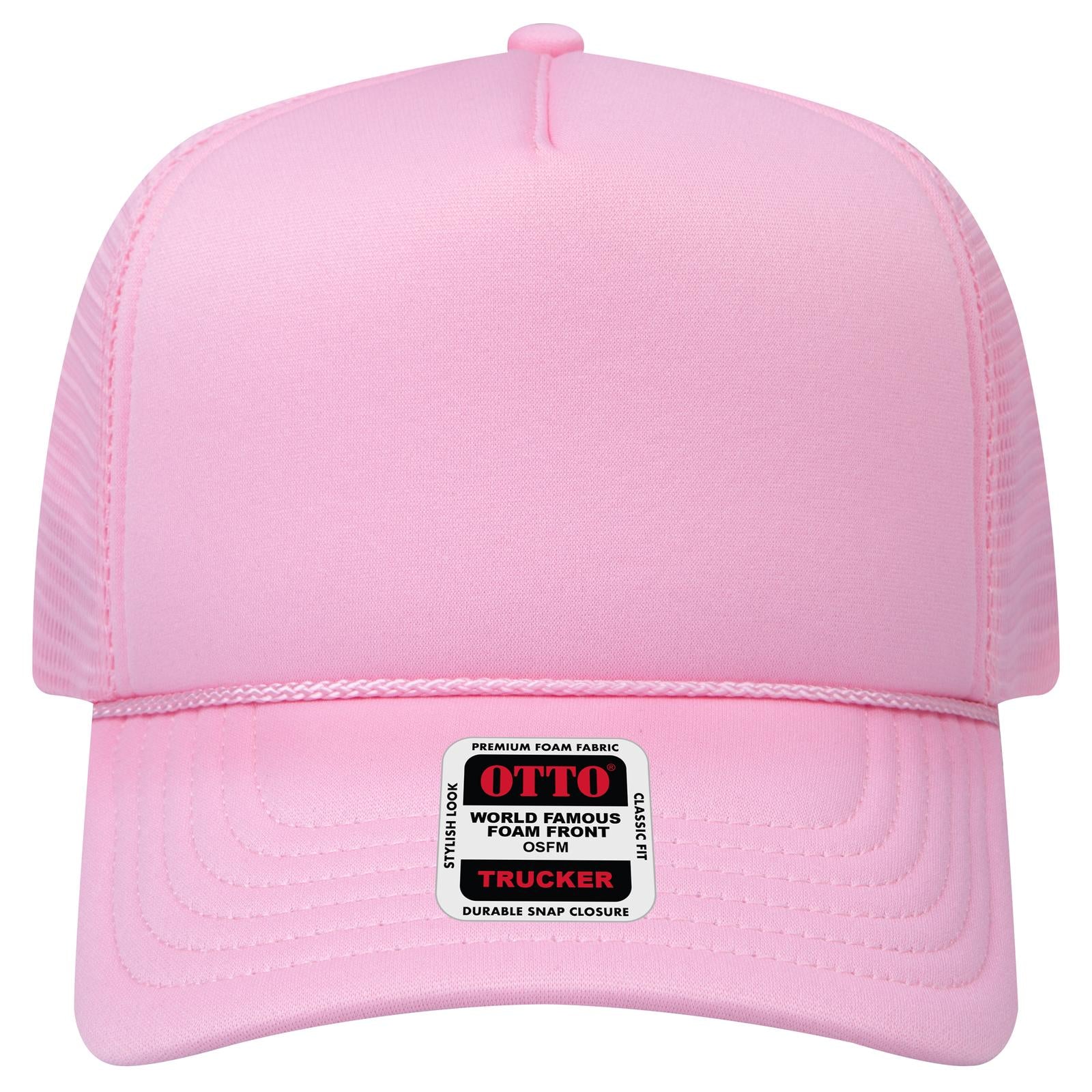 Right View of 050 - Pink OTTO CAP "OTTO COMFY FIT" 5 Panel High Crown Mesh Back Trucker Hat