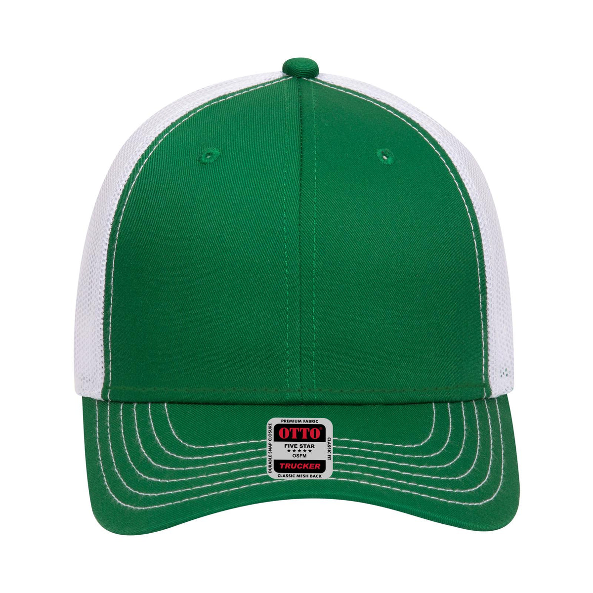 Front View of 050516 - Kly/Kly/Wht OTTO CAP 6 Panel Low Profile Mesh Back Trucker Hat